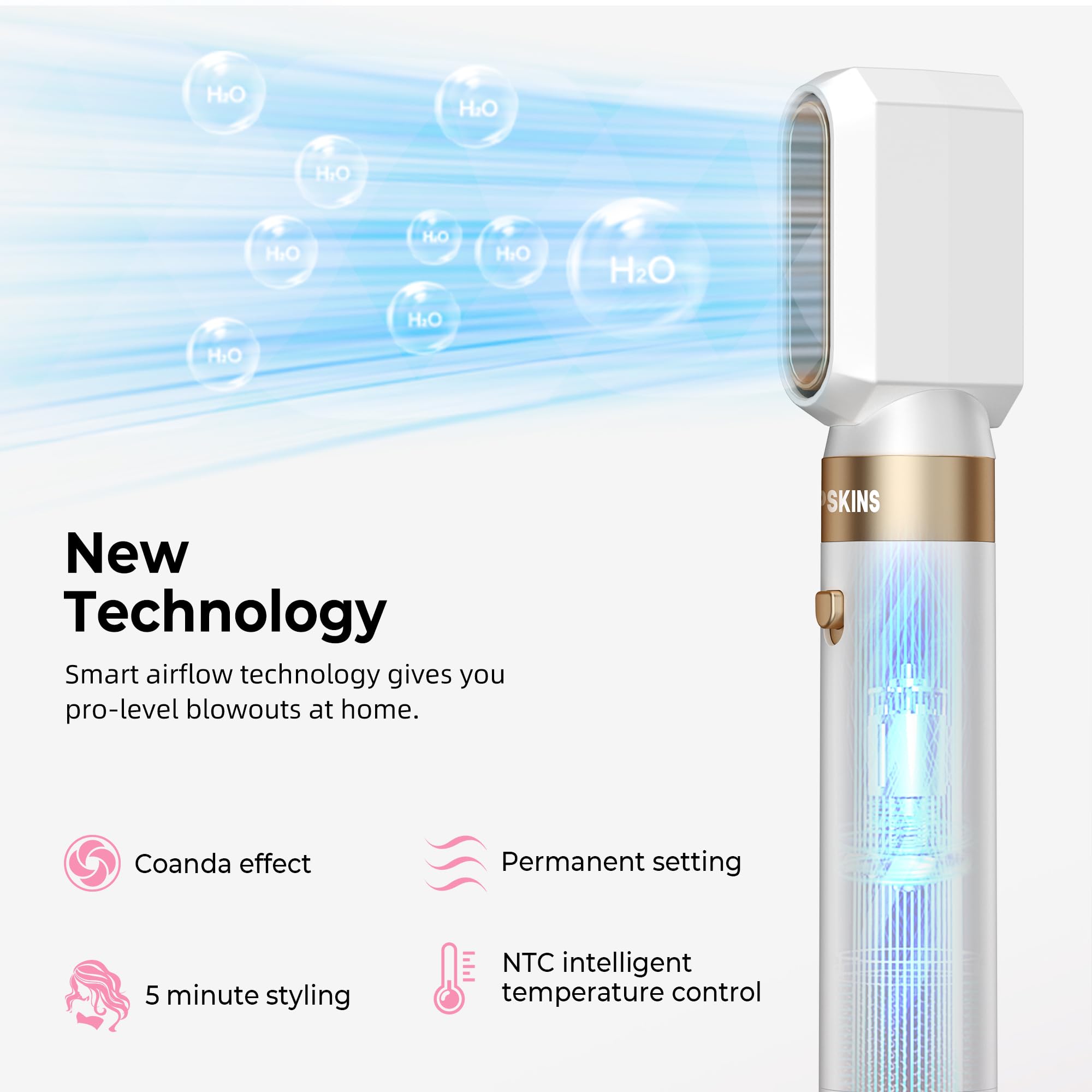 Atopskins Hairstyler 6 in 1 Airbrush Haarstyler Pro Air Styler mit Haartrockner, Auto-Hair Wrap, Warmluftbürste, Föhnbürste, Rundbürstenföhn, Geben Sie dem Haar Volumen, Glätten, Locken und Föhnen