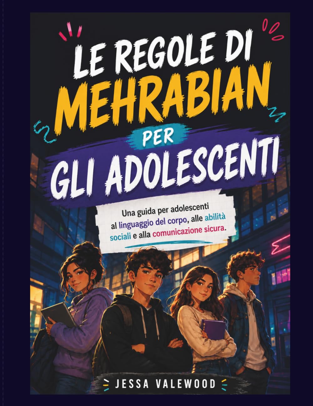 Le regole di Mehrabian per gli adolescenti: Una guida per adolescenti al linguaggio del corpo, alle abilità sociali e alla comunicazione sicura.