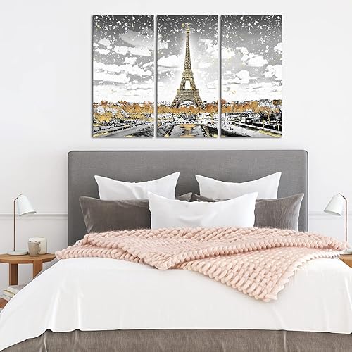Miniatura 4 de RnnJoile Paris Pictures - Lienzo con diseño de la Torre Eiffel, arte de pared para dormitorio, sala de estar, enmarcada de 16 x 32 pulgadas, cada