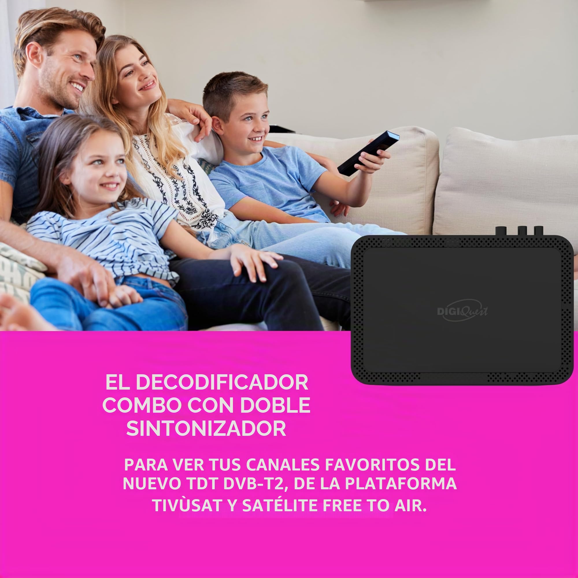 DIGIQUEST Decodificador tivùsat Combo 4K Q80 | Receptor satélite HEVC Main 10 HbbTV, Doble sintonizador | Función de grabación activable | Mediaplayer, Mando a Distancia 2 en 1 | Smartcard tivùsat