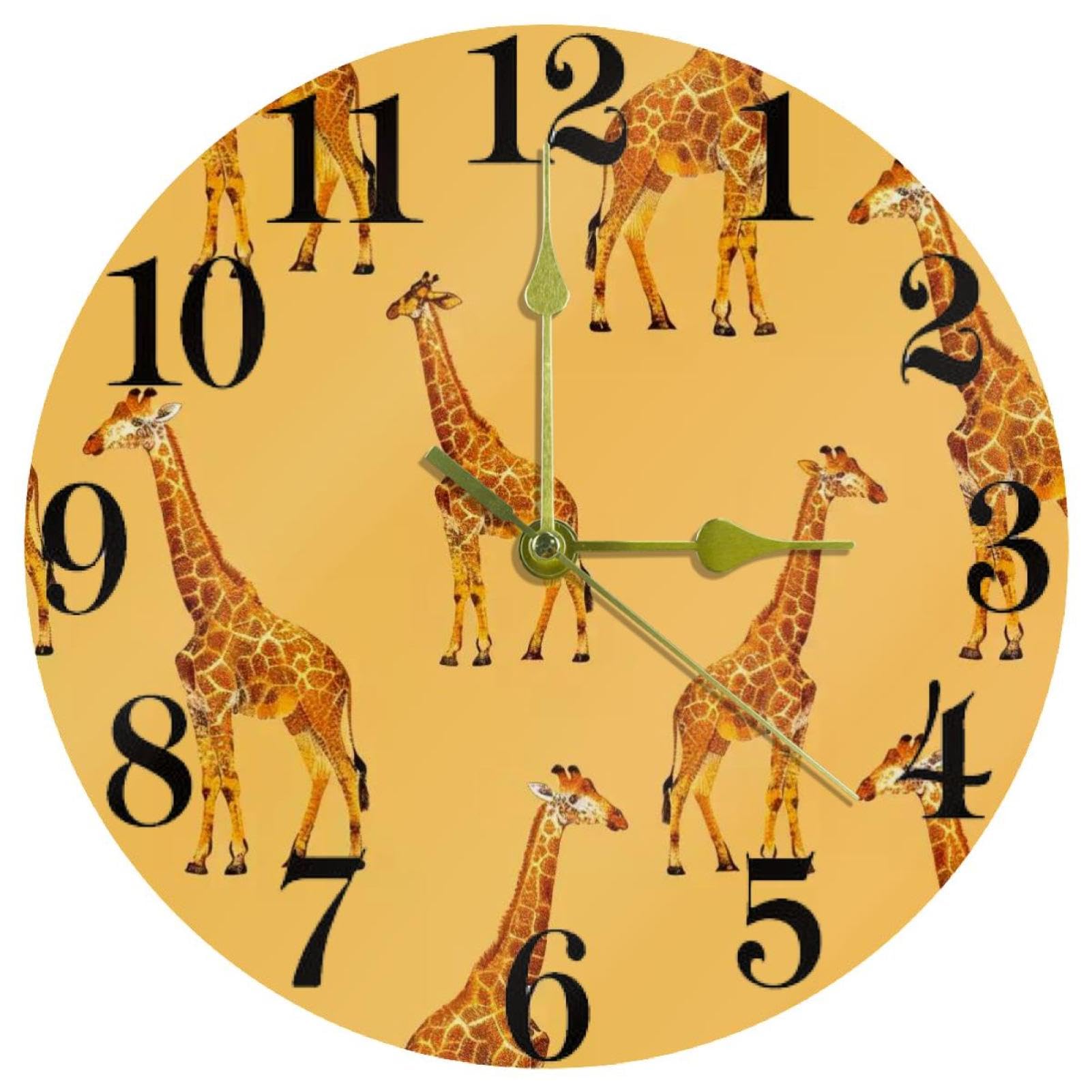Horloge murale girafe silencieuse à quartz pour bureau calme et concentration