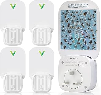 VEYOFLY Fly Trap Indoor, Fruit Fly Traps for Indoors, (4 Device + 12 Refills) Gnat Traps for House Indoor, Fly Catcher Indoor, Safer Plug in Light Flying Insect Trap, Bug Light Killer, Fly Trap