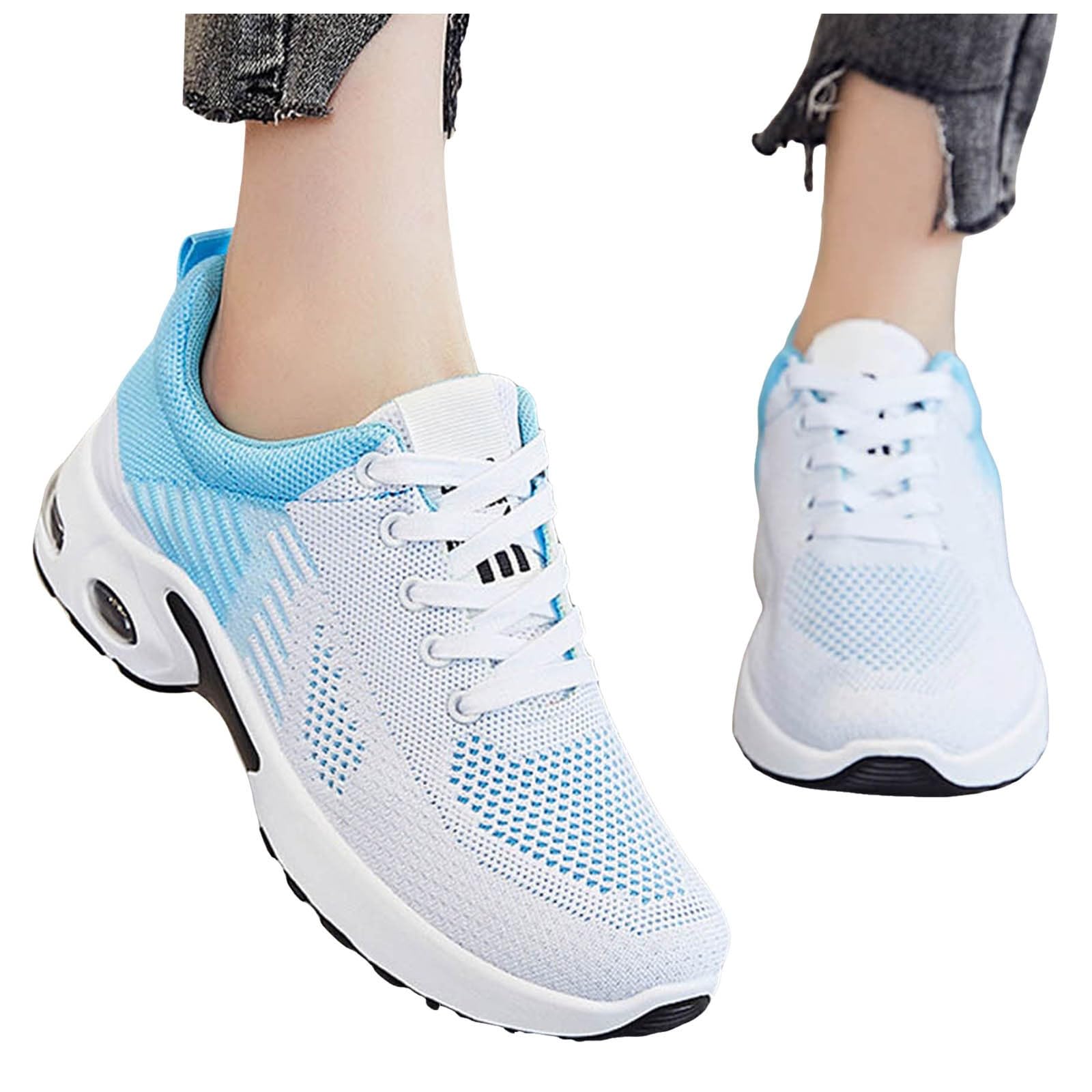 Laufschuhe Damen Sportschuhe Luftpolster Atmungsaktiv Turnschuhe rutschfeste Leichtgewichts Straßenlaufschuhe Sneaker Joggingschuhe Fitness Schuhe Walkingschuhe