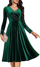 BeryLove Velvet Cocktail Party Formal Dress Long Sleeve Winter Wedding Guest Dresses
