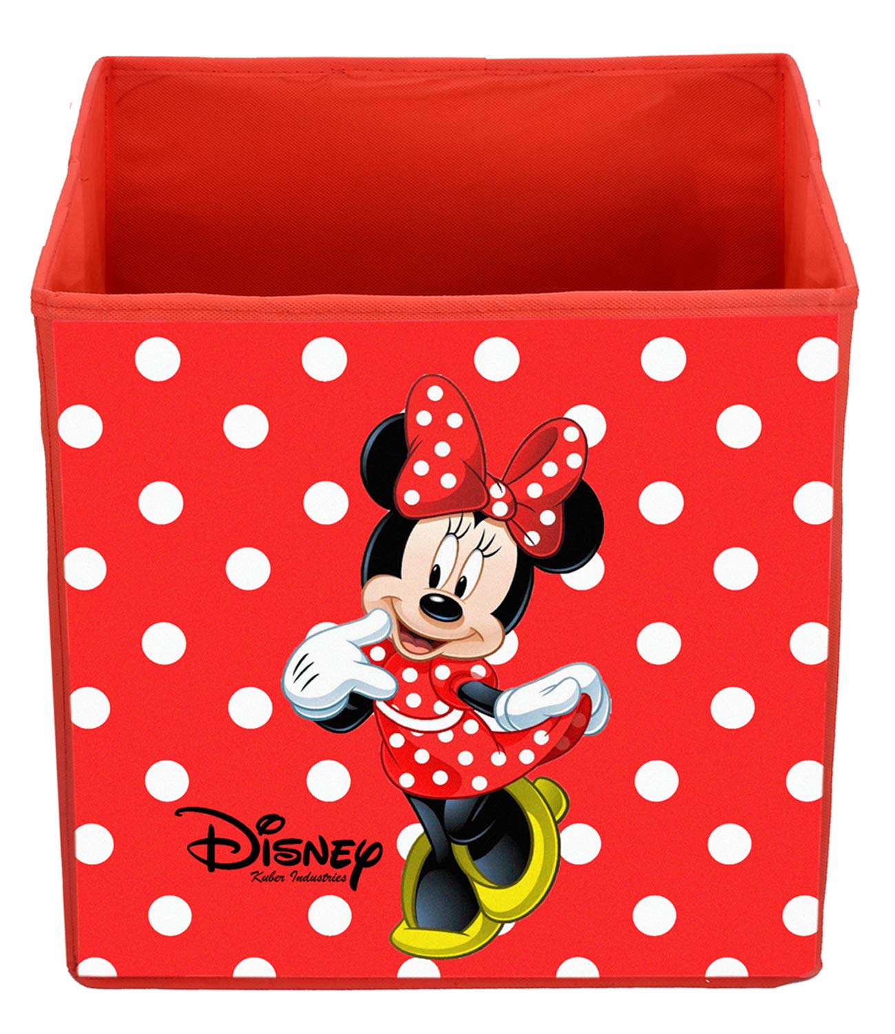 Kuber Industries KUBMART10807 Disney Kubuś Puchatek i Minnie Drukowane Składane pudełko do przechowywania z włókniny Pudełko do przechowywania zabawek, książek, butów z uchwytem (czerwony, brązowy