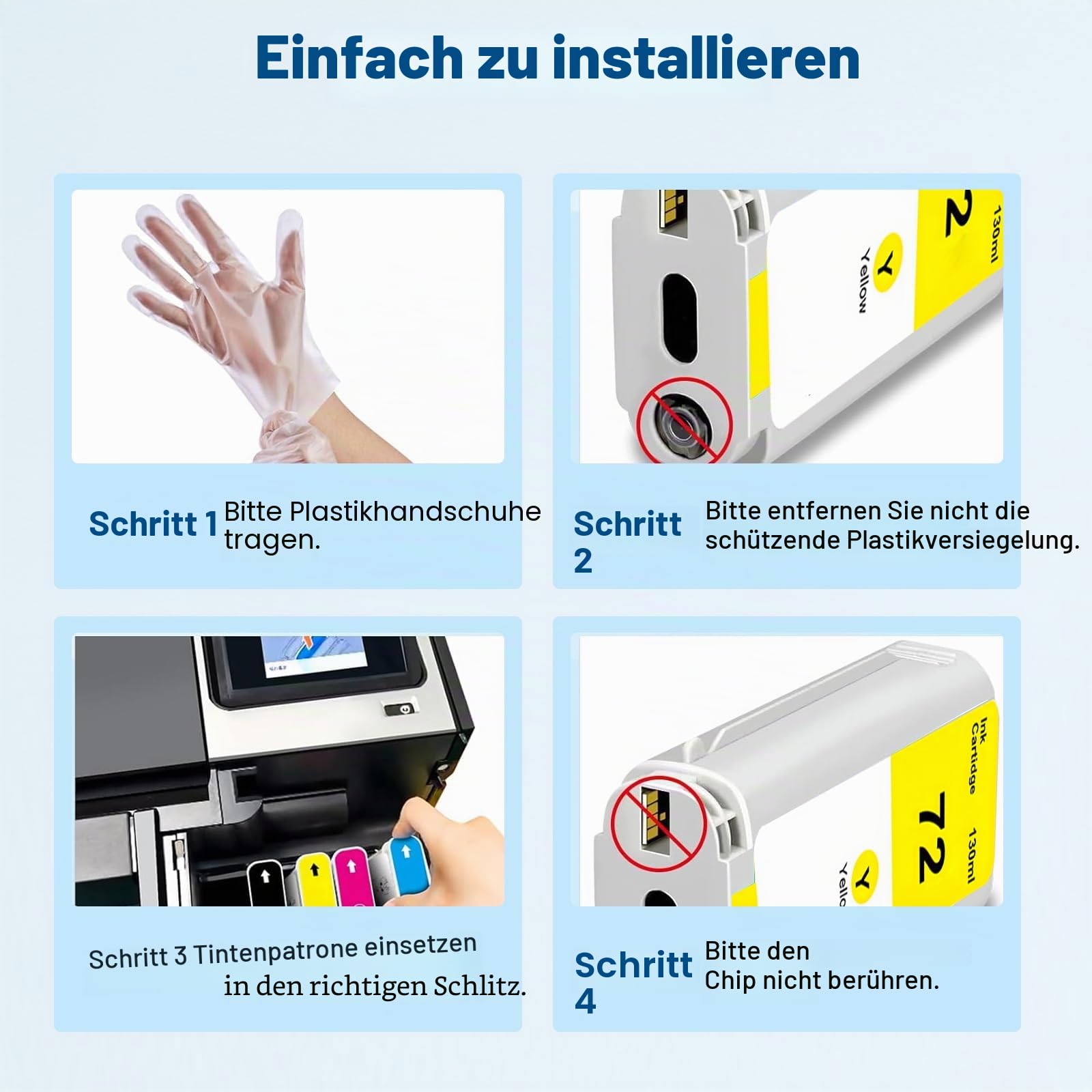 72 Druckerpatrone 130-ml für Tintenpatronen HP 72 C9403A C9374A Kompatibel mit HP Designjet T770 T790 T795 T610 T620 T1100 T1120 T1200 T1300 T2300(Mattschwarz, Fotoschwarz, Cyan, Magenta, Gelb, Grau)