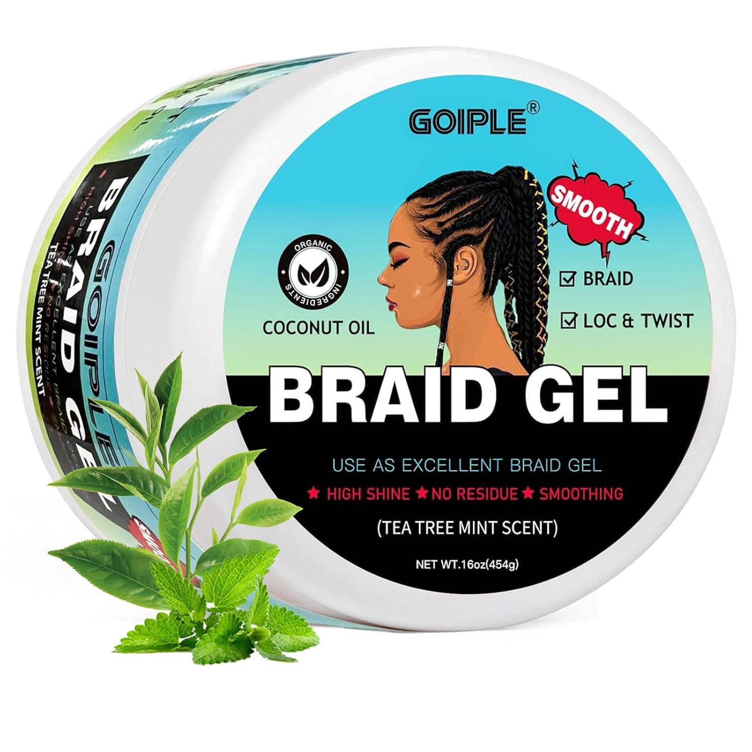Goiple Braiding Gel Good for Twist, Locs, Braids, Edge No Flake Extra Hold High Shine Braid Gel & Edge Control, Loc Gel Long Lasting for Locks, Cornrows Smooths & Tames Frizz (Tea Tree)16 OZ, Blue Goiple Braiding Gel Good for Twist, Locs, Braids, Edge No Flake Extra Hold High Shine Braid Gel & Edge Control, Loc Gel Long Lasting for Locks, Cornrows Smooths & Tames Frizz (Tea Tree)16 OZ, Blue