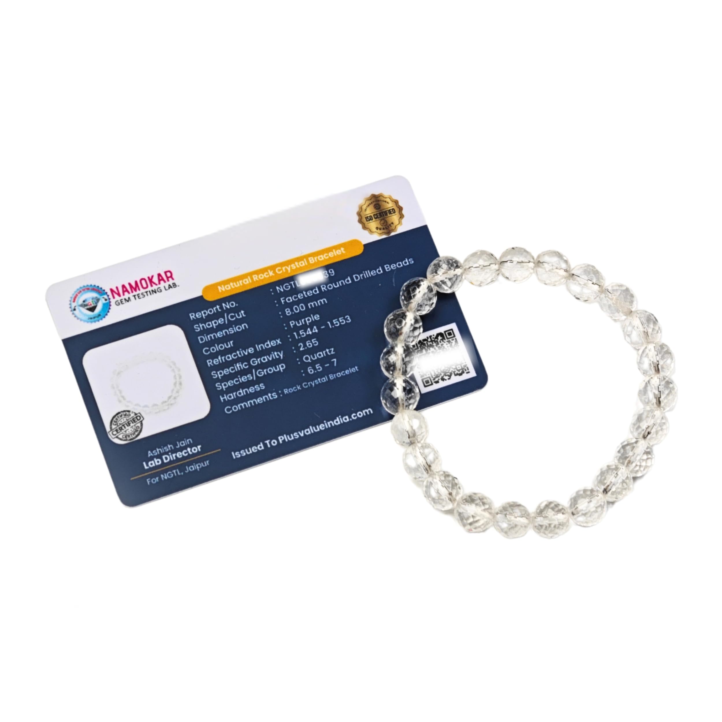 Natural Clear Quartz Crystal Bracelet Diamond Cut for Wealth, Health, Prosperity, Reiki Healing Products | Stylish Charm for Men Women Boys and Girls (Beads Size: 8mm)