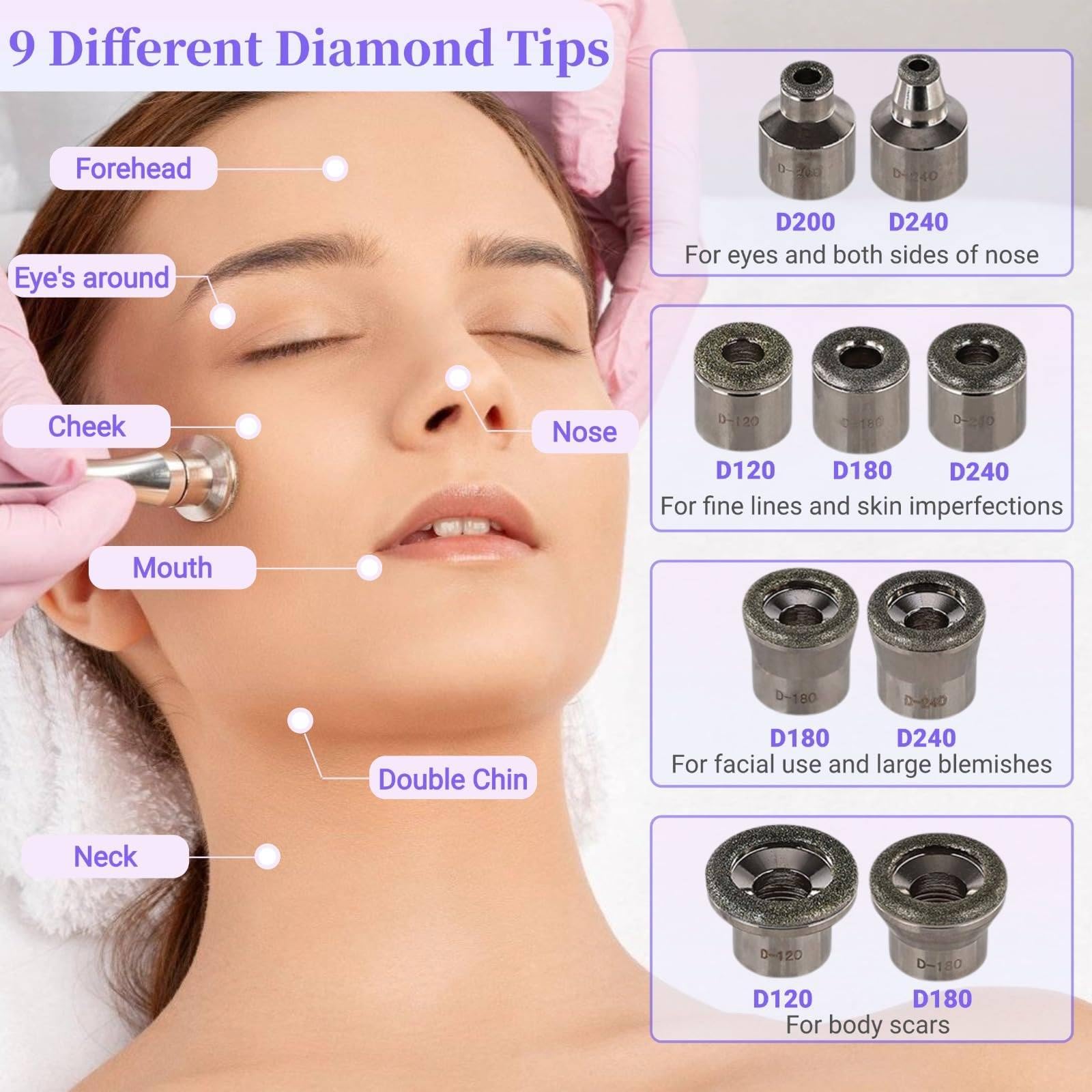 Máquina De Microdermoabrasión con Diamante, Dispositivo 3 En 1 para El Cuidado Facial, con Pulverizador De Vacío, Profesional para La Eliminación De Puntos Negros.