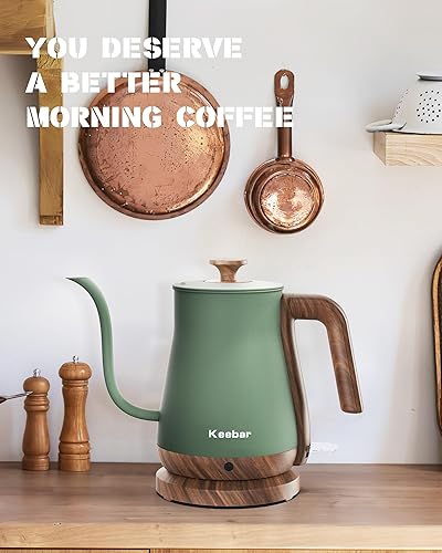 Miniatura 7 de Hervidor eléctrico de cuello de cisne mate negro y verde