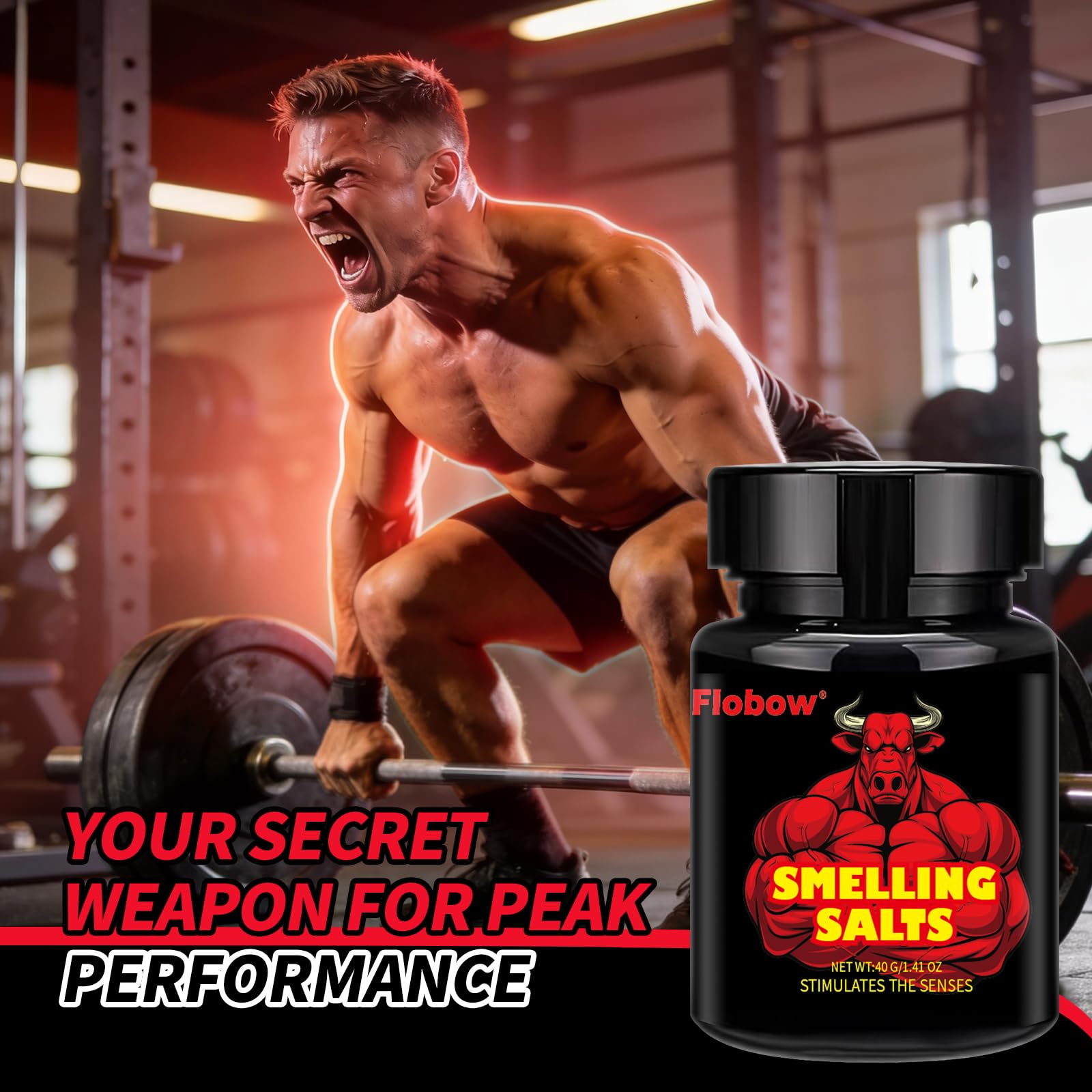FIobow Smelling Salts for Athletes in Hockey, Potent Wake Up for Athletes in Weightlifting and Powerlifting, Activate Before Smelling, Instant Energy, Enhanced Focus & Motivation 40 g in 1 Bottle-NE1 — view 2