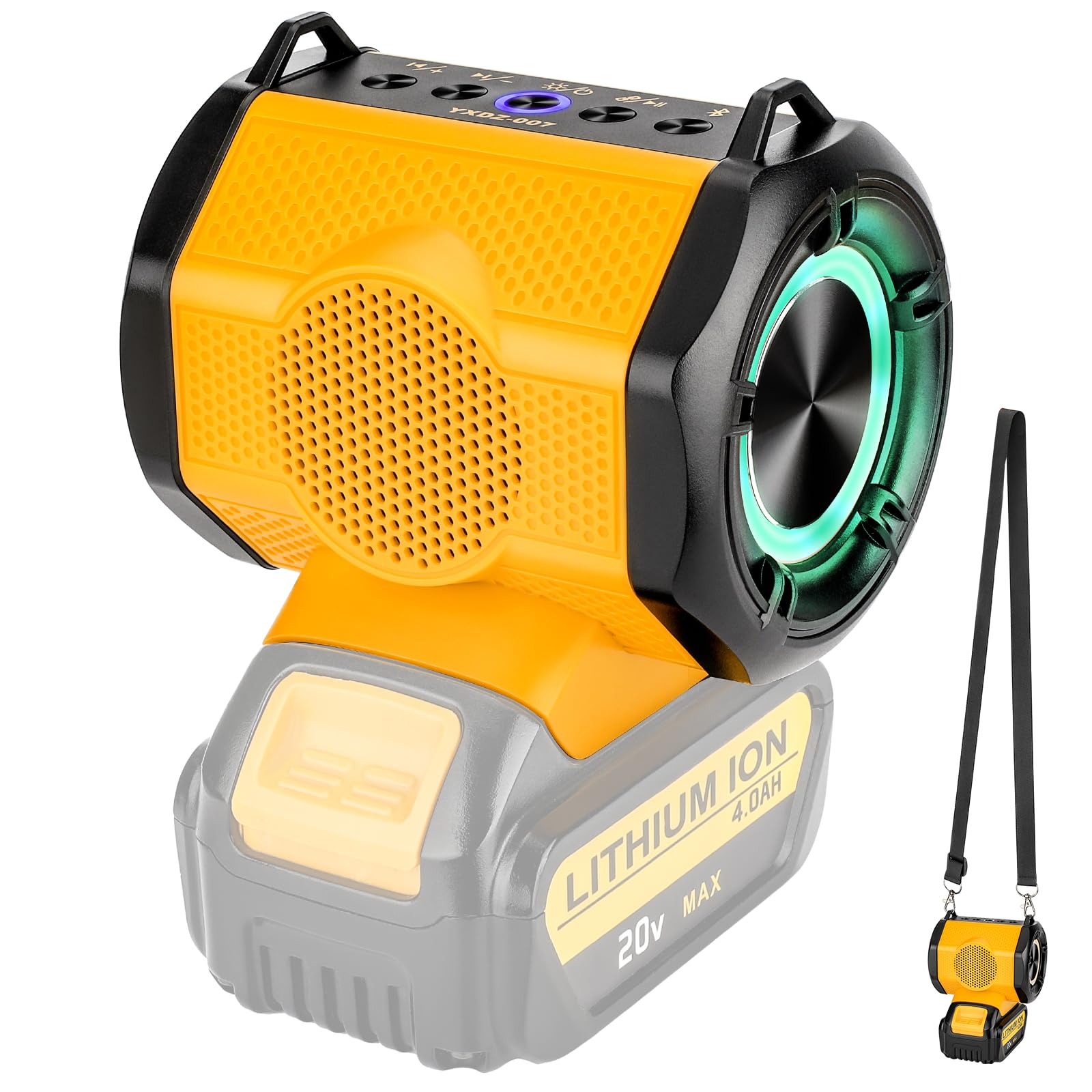 WaxPar Mini Speaker for Dewalt 20V Battery Portable Speaker Cordless Speakers 20W Loud True Wireless Stereo Speakers HD Sound, TWS Pairing, Connection 5.3, 24H Playtime