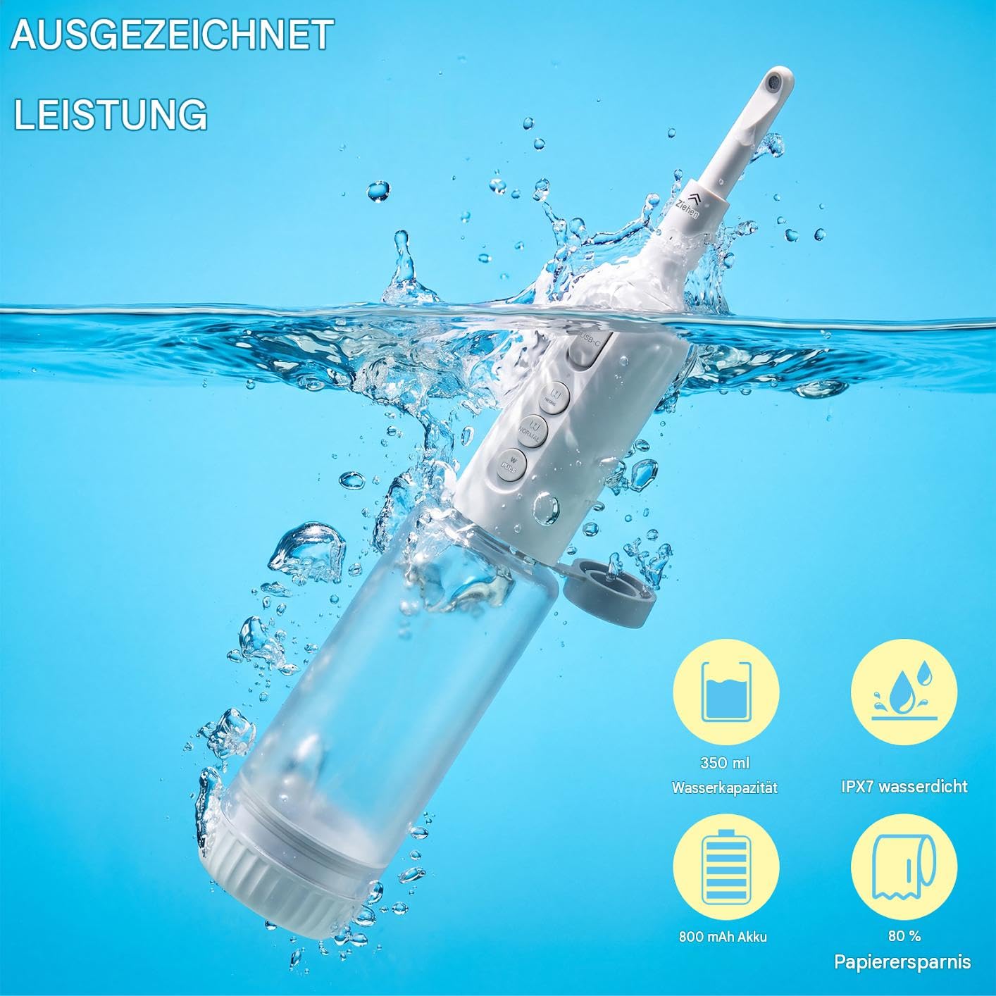 Po Shower Elektrisches Po Dusche Elektrisch Portable Bidet mit Einziehbarer Düse, Wiederaufladbar Reise 350ML IPX7 wasserdicht, 3 Druckstufen – ideal für Outdoor, Camping & persönliche Hygiene