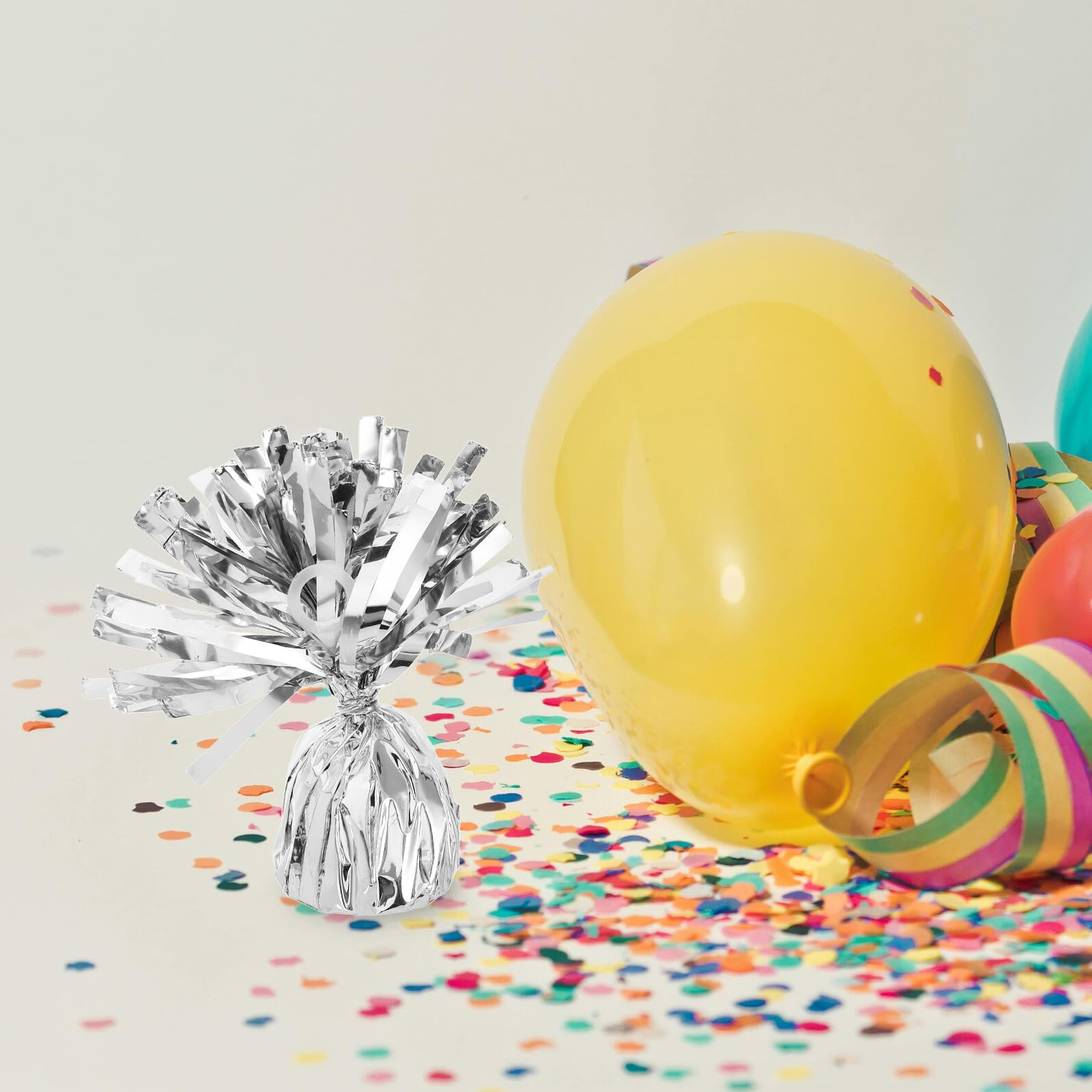 VICASKY 6 Stück Silberne Ballongewichte für Hochzeit und Party Schweres Pet und Zement Material Einfach zu Befestigen Elegantes Design für Langfristige Nutzung