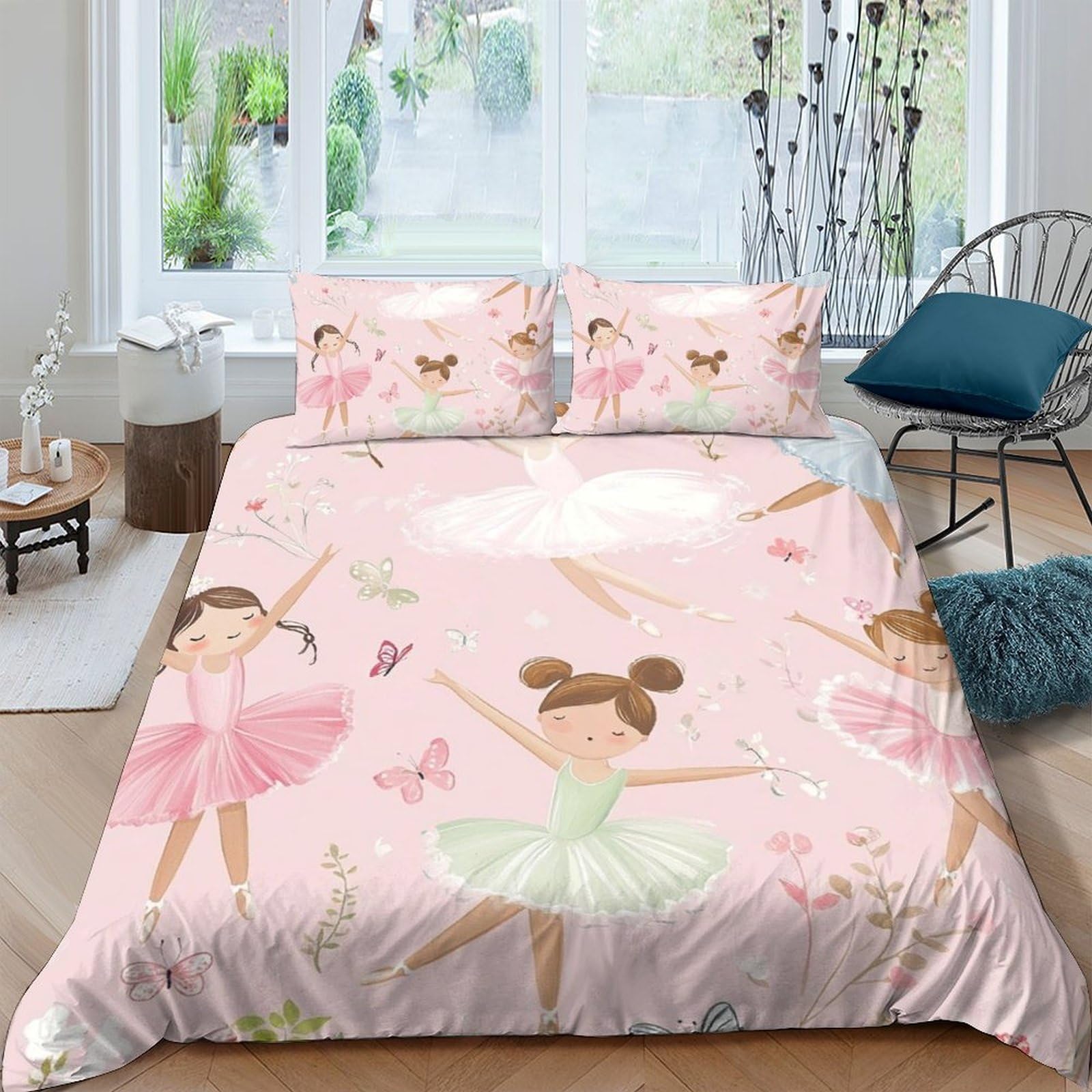 Ctjqhvkz Girls Style-1 3D Printed Ballet Fitted Sheet Microfiber Soft Pink Dancer Mattress Cover For Bedroom Guest Room Decor Single（135X200cm）