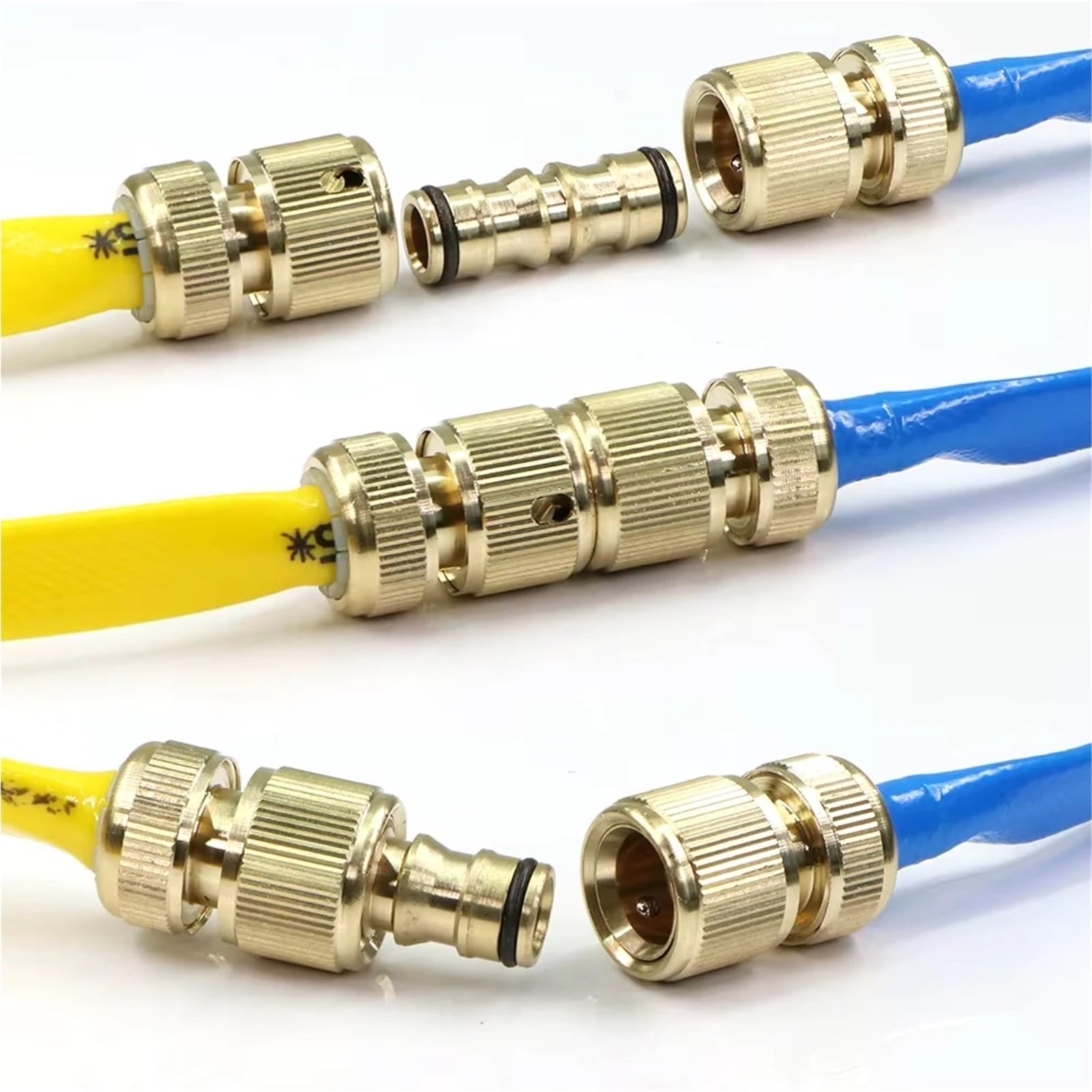 Adaptador de conector rápido de boquilla de latón de 16 mm for manguera de riego de jardín (3 unidades)