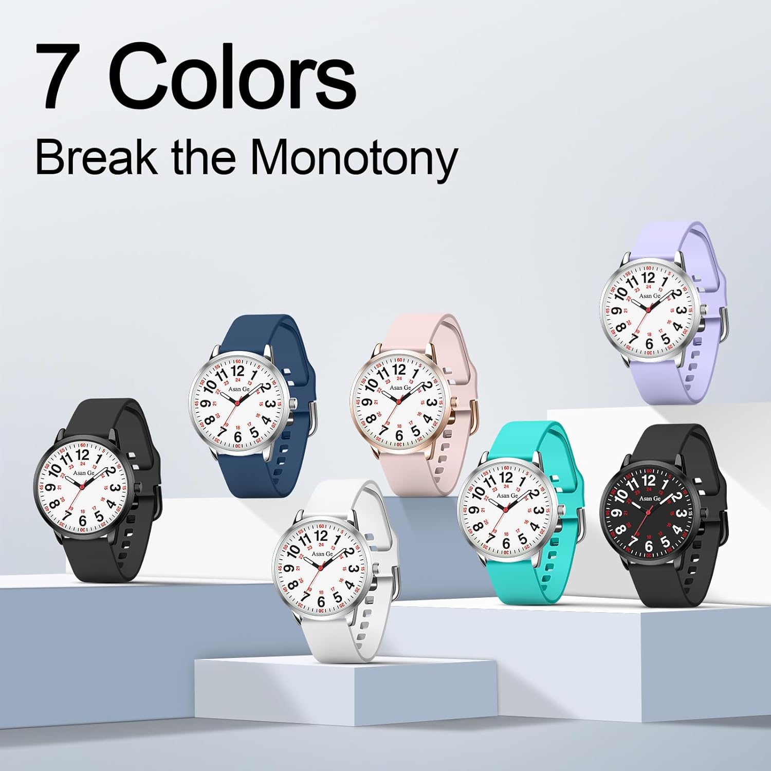 Asan Ge Nurse Watch for Nurse Medical Professionals Students Doctors Women Men Waterproof Watch 24 Hour Military Time Luminouse Easy to Read Dial with Second Hand - Image 7