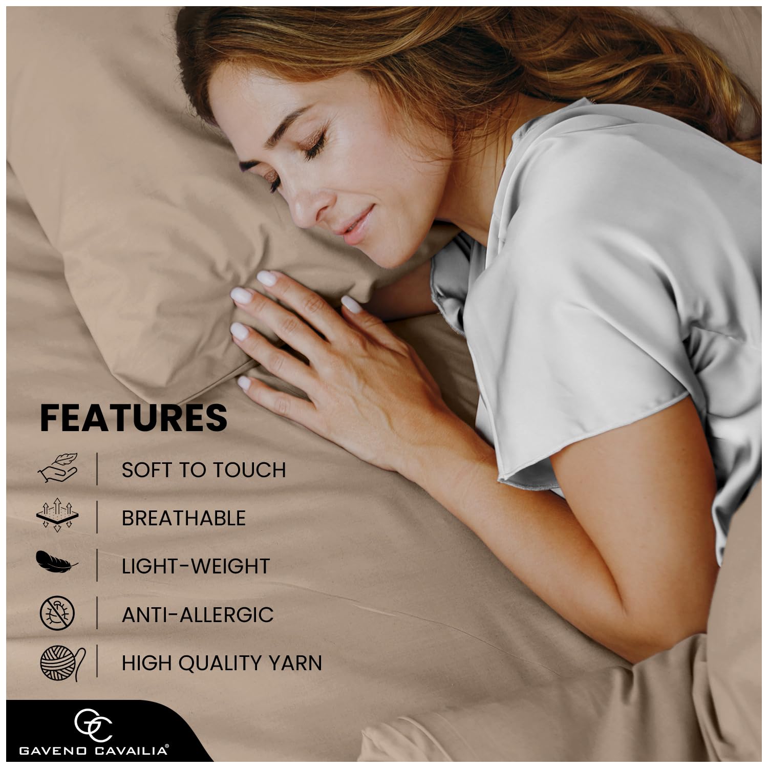 GC GAVENO CAVAILIA Easycare Plain Dyed King Size Duvet Cover, Breathable Percale Bedding Sets - Image 4