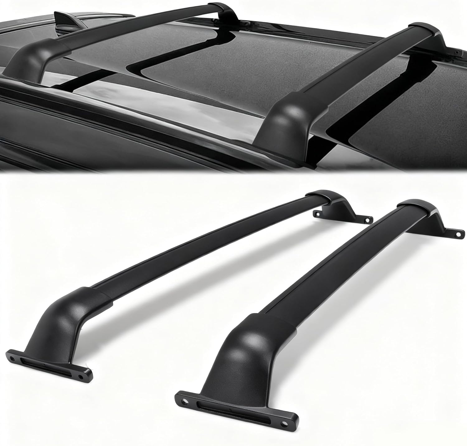 Roof Rack Cross Bars fit for Nissan Kicks 2017-2023 | 2Pcs Black Aluminum Rooftop Cargo Crossbar Carrier Side Rail Bar Rack Rail, No Drilling Required (Black Crossbar&Silver Roof Rail)