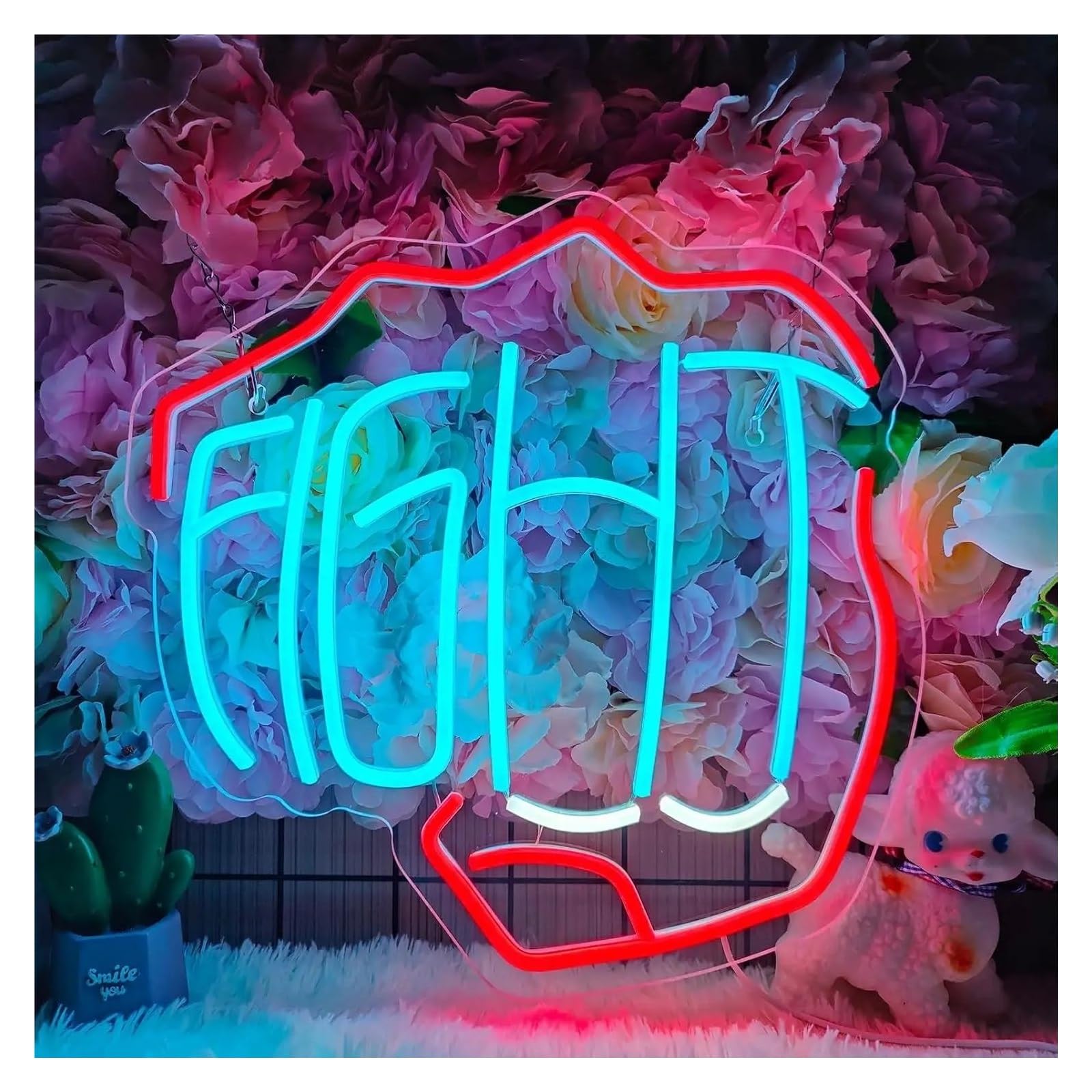 XENITE Hanging Art Neon Signs Fight Neon Sign USB Dimmab LED Lights for Game Room Bedroom Bar Tiki Man Cave Garage 32x32cm