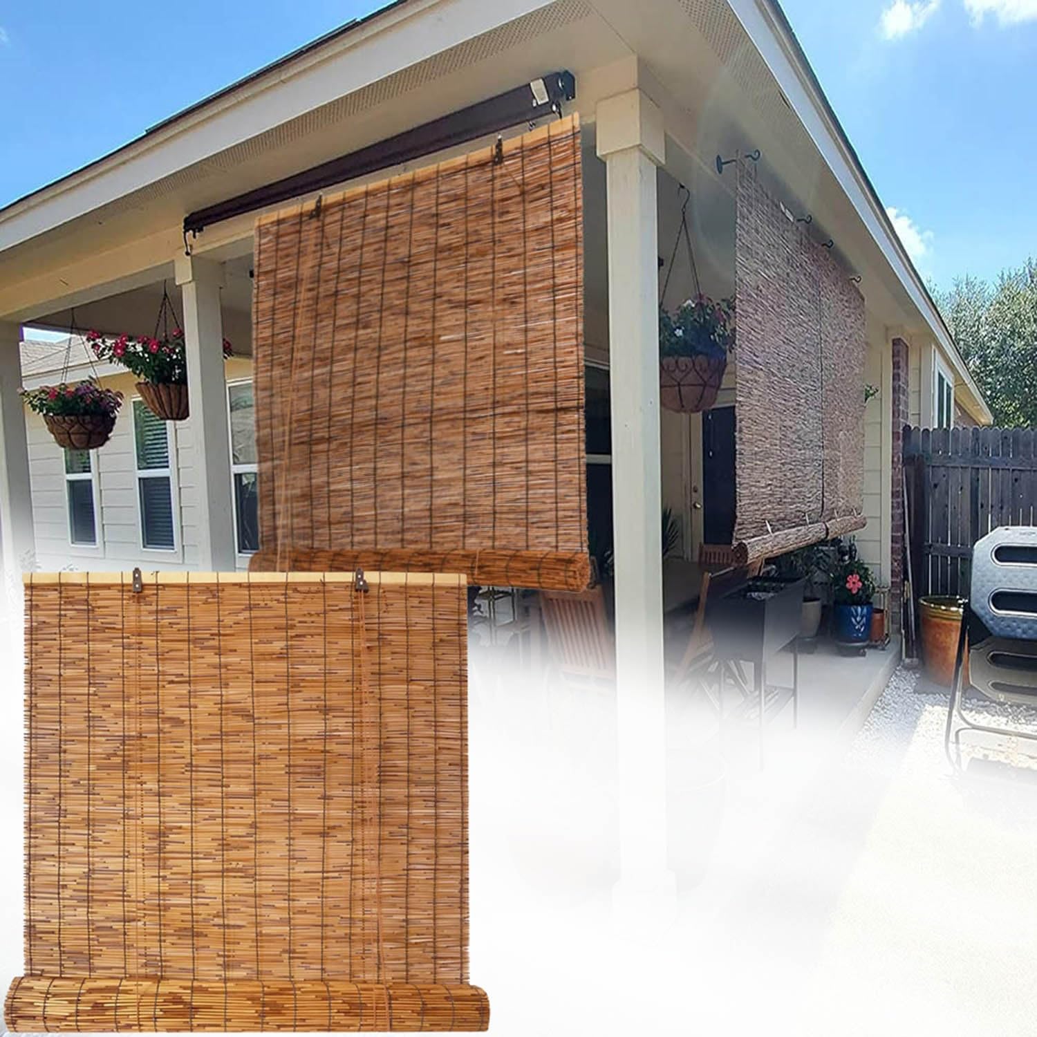 Ekologiczne rolety bambusowe, 95 x 210 cm, naturalne filtrowanie światła, rolety rzymskie do dekoracji wnętrz, regulowana szerokość 55-160 cm, zrównoważona obróbka okien