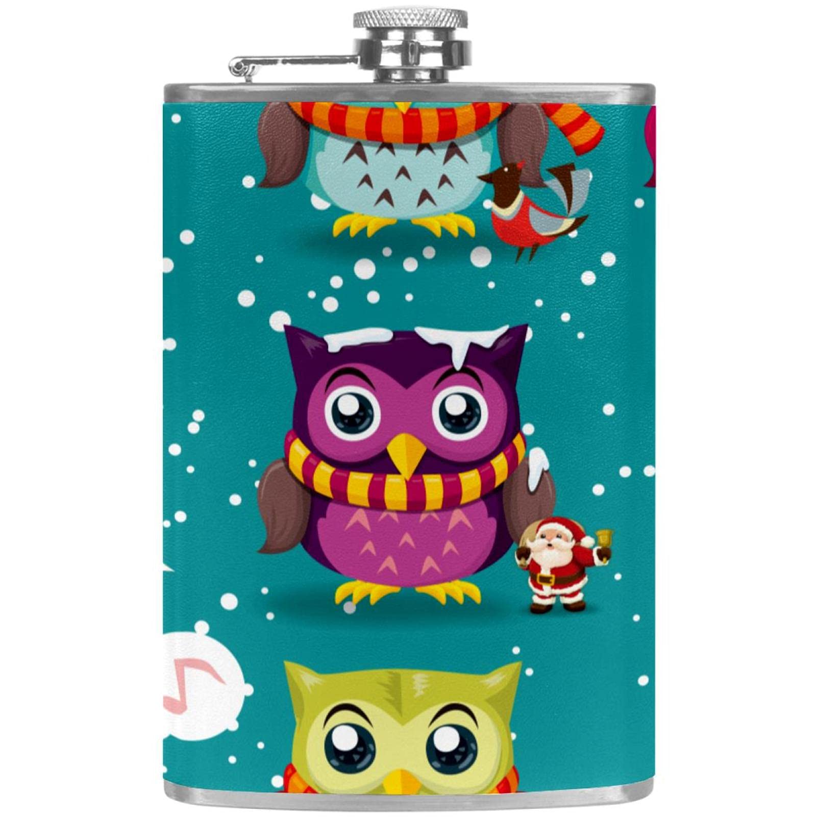 Flasque pour liqueur idée cadeau avec motif de chouettes de Noël pour les buveurs