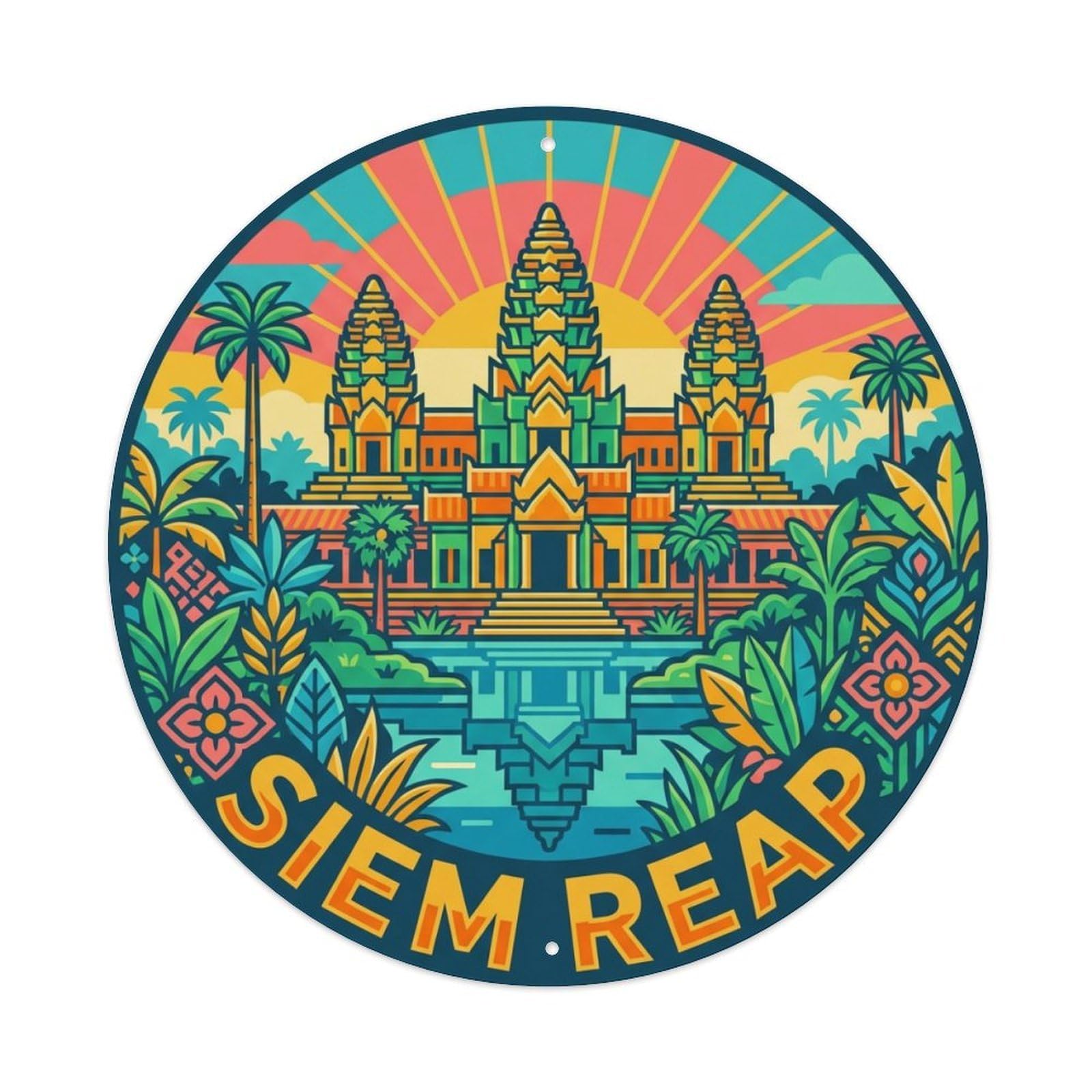 Travel Vintage Cambodia Siem Reap Metal Tin Sign