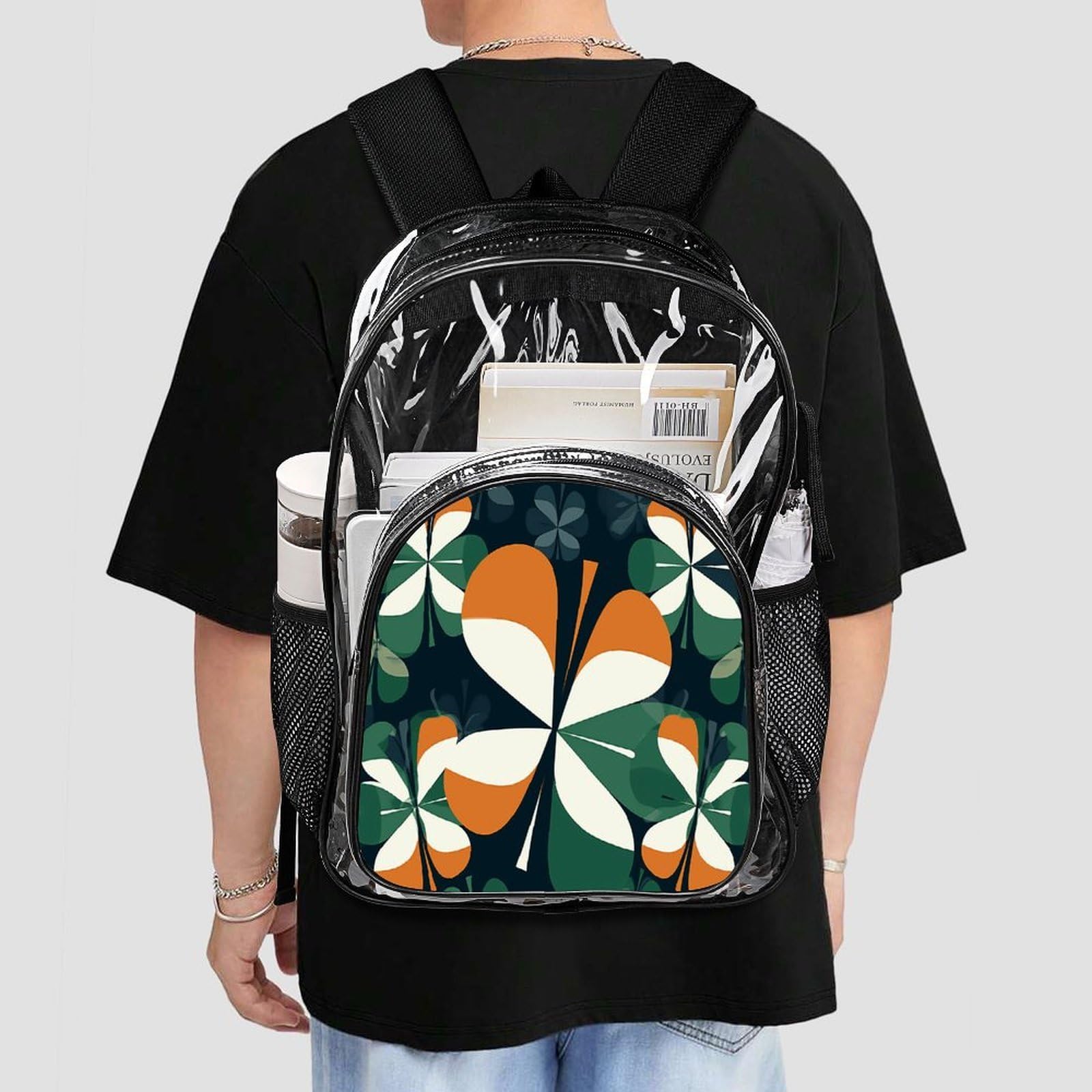 Transparenter Rucksack mit spezieller Form, groß, transparent, PVC, Büchertasche für Sicherheit, Arbeit, Reisen, Stadion