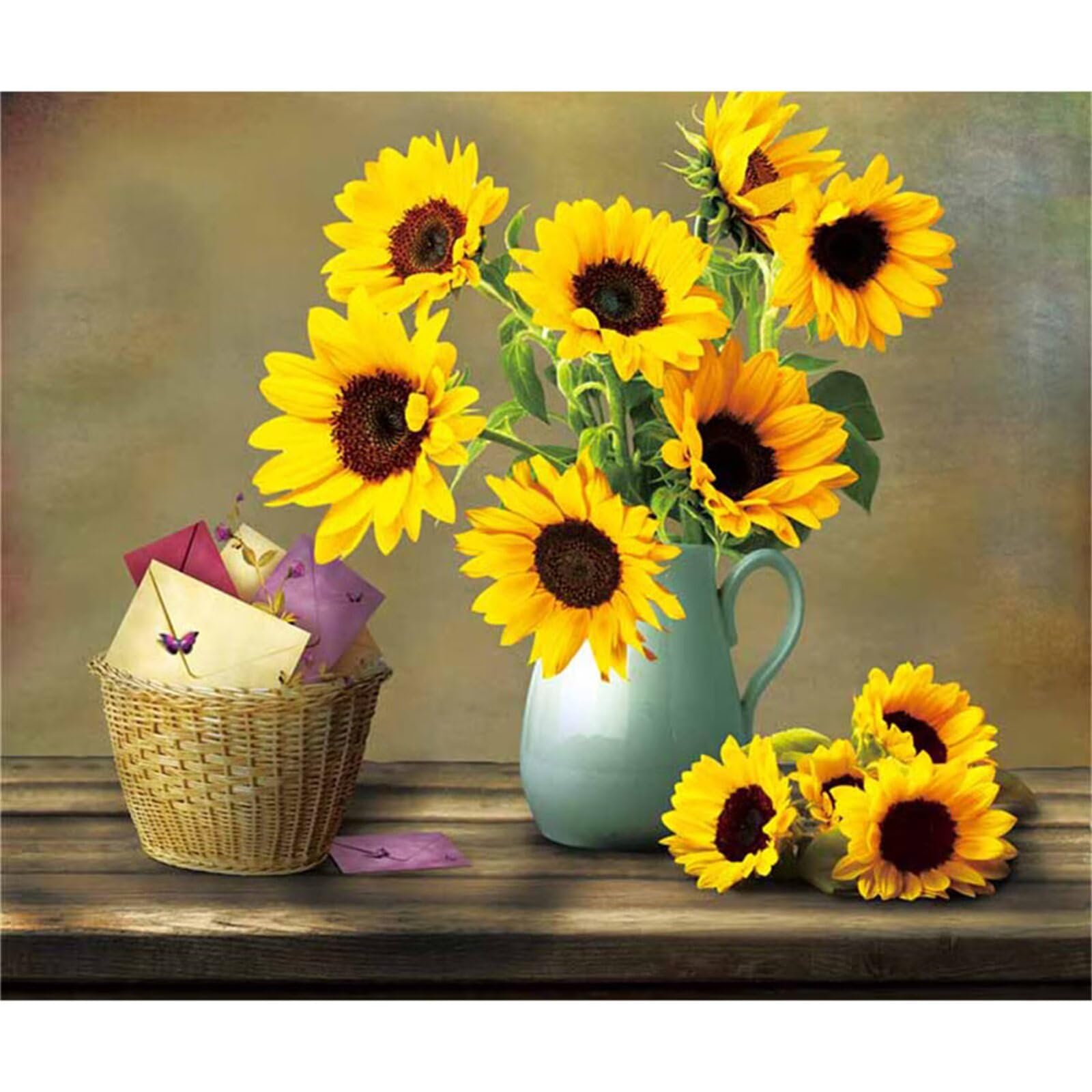5D Diamond Painting Kit Completo, DIY Pittura Diamante Bambini, Fiore di girasole Diamond Painting Punto Croce Strass Perline Art Punto Croce Kit Disegno, per Casa Parete Decorazione 60x90cm T-3552