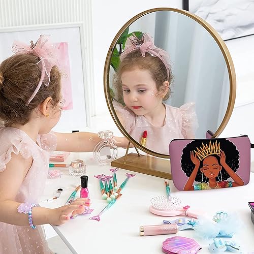 Miniatura 5 de Bolsa de maquillaje afroamericana para monedero, bolsas de cosméticos negras afro para mujer, regalo inspirador, pequeña bolsa de cosméticos