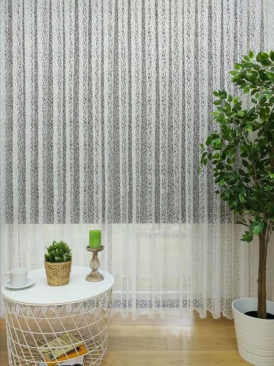 Evdepo Home Broken White Frequent Pleated Tulle Curtain 60 x 250 cm