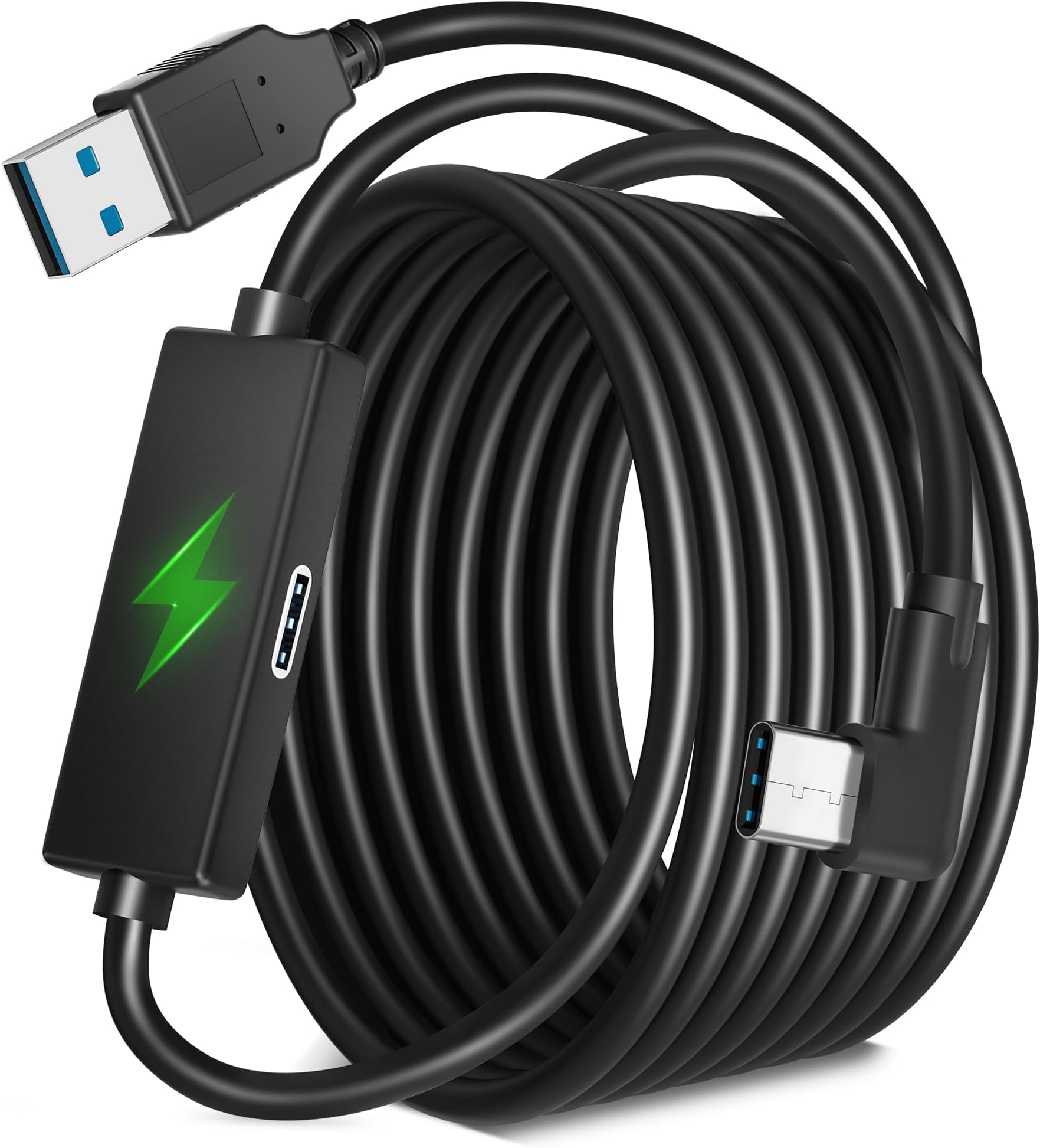Kuject Link Cable with Charging for Meta Quest 3S Oculus Quest 3 Quest 2/Pro, Pico 4, USB 3.0 5Gbp High Speed USB A to USB C Modem Cable for Steam VR Headset Accessories and Gaming PC -16FT