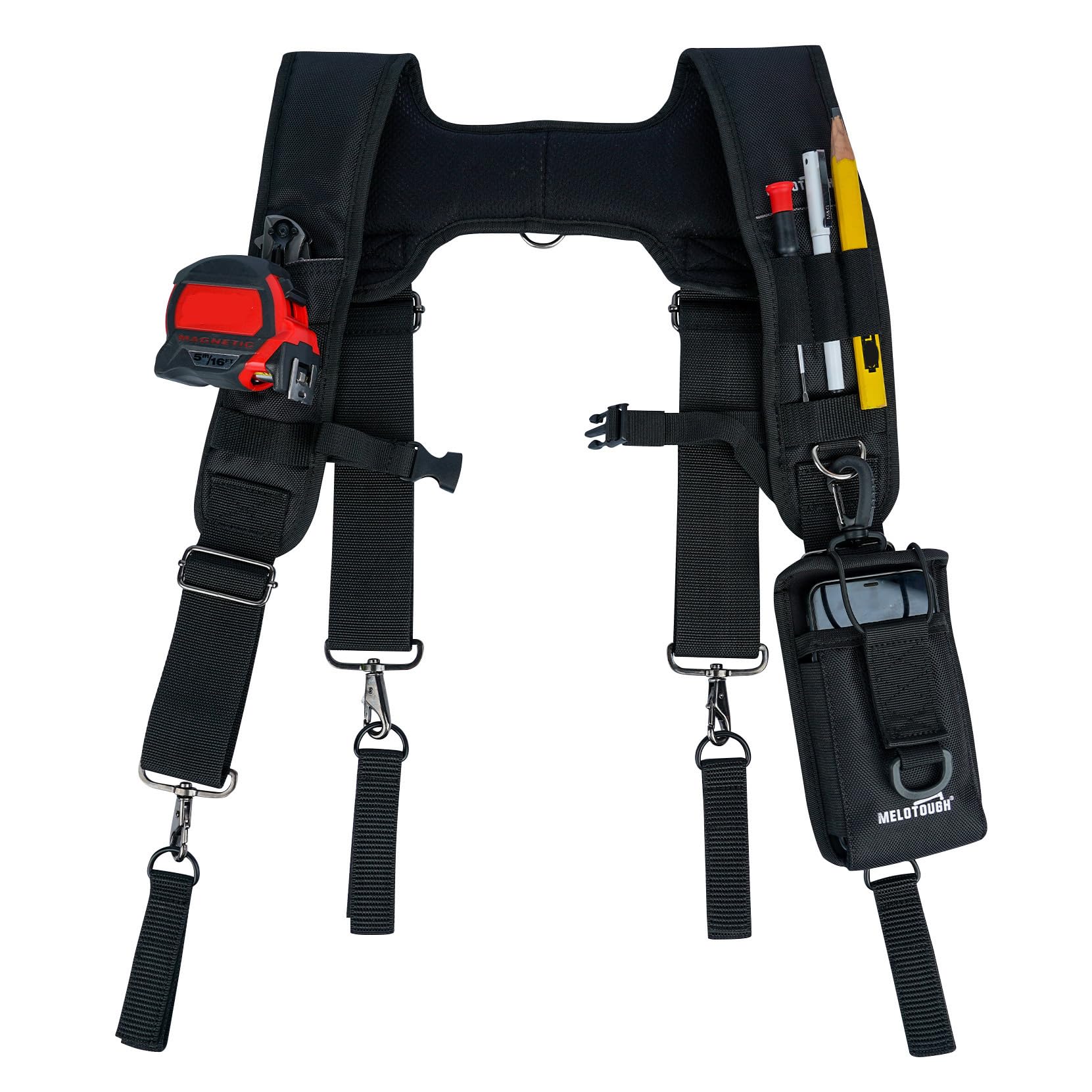 Tool Belt Suspenders Construction Bag Suspenders Padded Work belt Suspenders for Carpenter/Electrician/Roofing/Farmer work Suspension Rig(H Back)