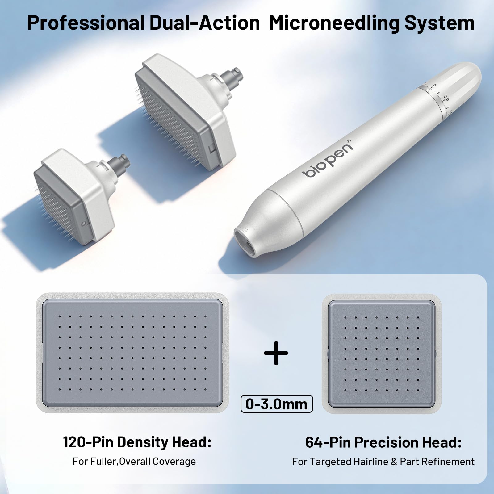 Dr. Pen 2026 Ultima Bio 4 Microneedling Derma Stamp Profesional – Sistema Dual con 120 y 64 Agujas de Titanio, Ajustable 0-3mm, Derma Stamp para Crecimiento de Pelo, Barba y Anti-Aging, Absorción +60%