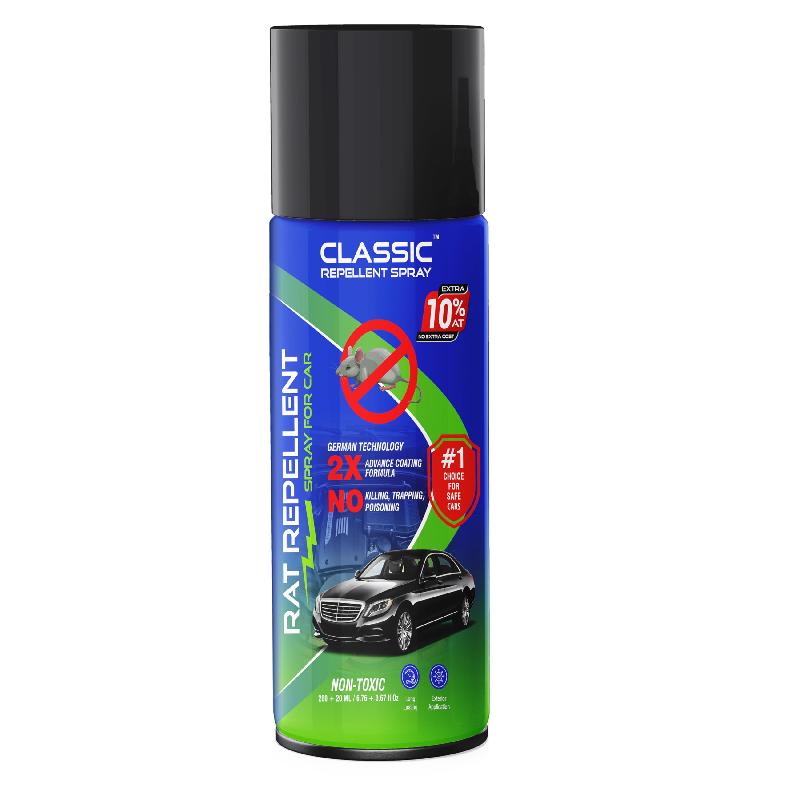 Rat Repellent for Cars, Bikes & EVs | Long-Lasting 2X Formula, Leak-Free Nozzle | Safe for Vehicles, German Aerosol Technology, Highly Effective