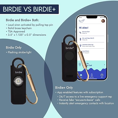 Miniatura 8 de She's Birdie - Birdie+ Alarma de seguridad personal inteligente para mujeres por mujeres-sirena fuerte, llavero, representante en vivo 247, alertas