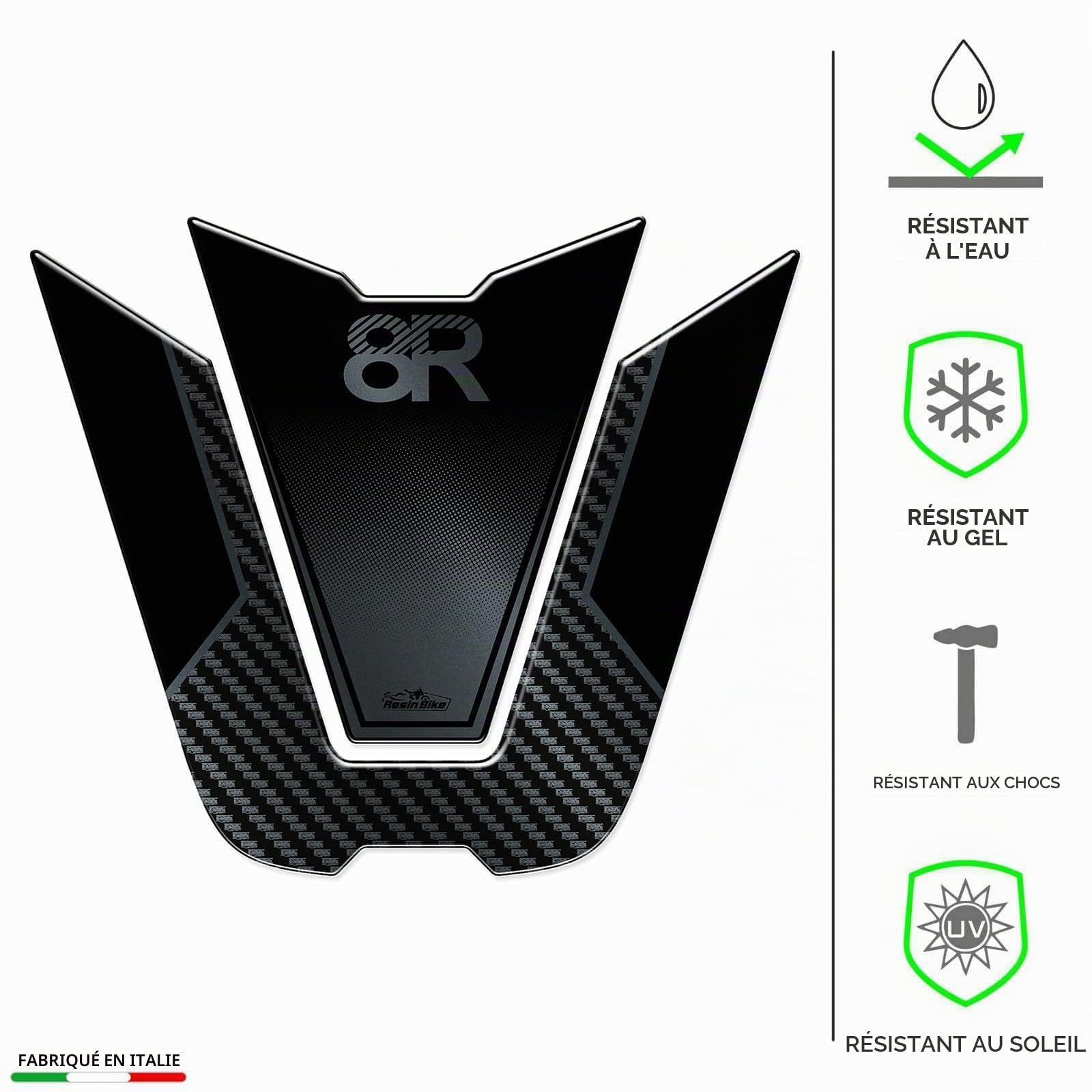 Resin Bike Autocollant Moto Compatibles avec Suzuki GSX 8R 2024-2026 Carboon Look. Protection Grip de Réservoir Moto Contre Les Chocs et Les Éraflures. Autocollant 3D Résinés Made in Italy