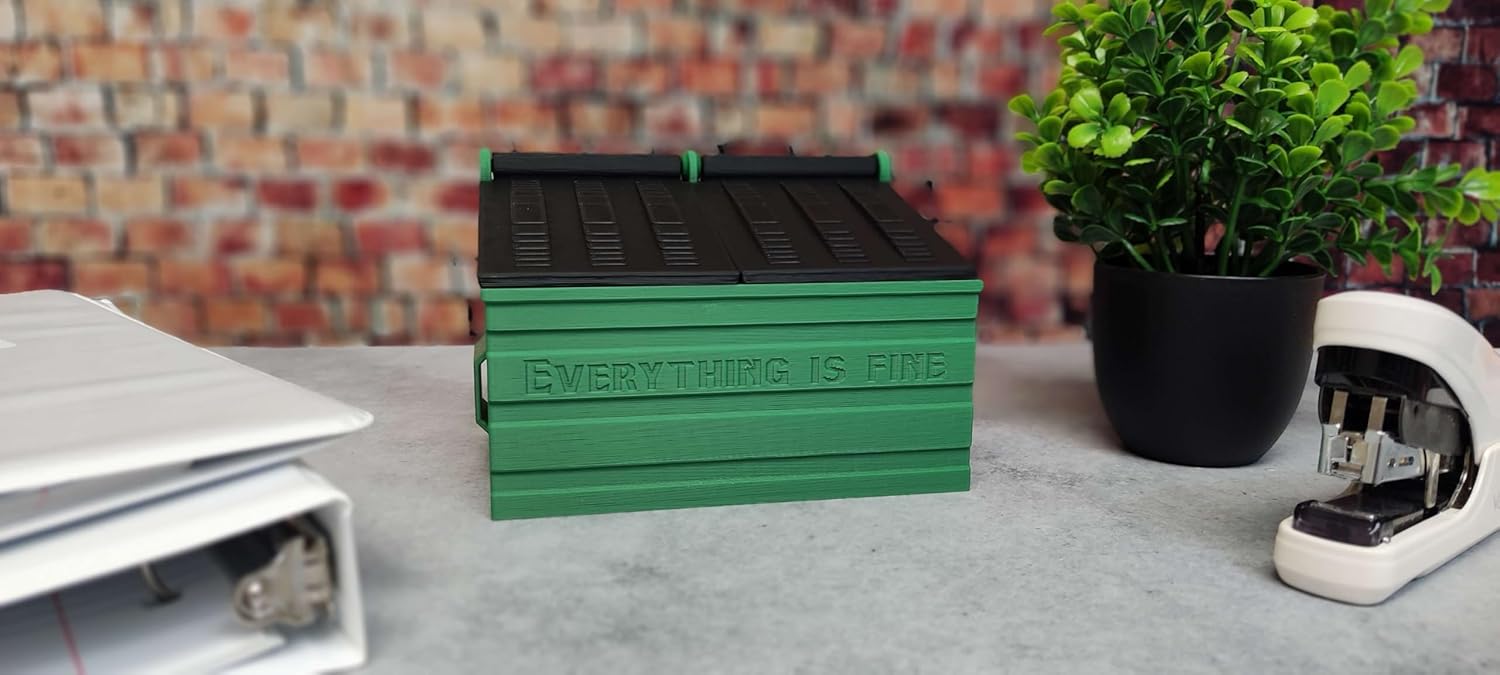 MunnyGrubbers - Dumpster Fire Desk Organizer Caddy - Includes Removable Fake LED Flame & Remote - Cute Desk Decor, Gag Gifts, Funny Gifts for Coworker, Employee Appreciation - (DFPH-Blue)