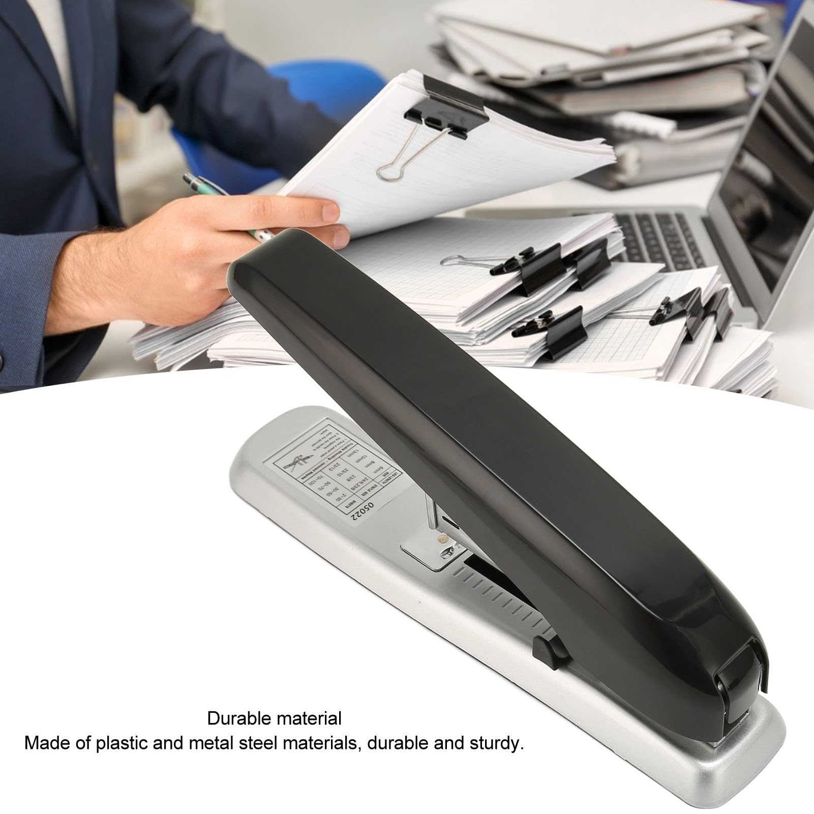 Grapadora de escritorio de oficina Kuuleyn de 100 hojas, suministros de oficina, grapadora de metal de capacidad, escritorio ergonómico sin esfuerzo para la escuela y el hogar