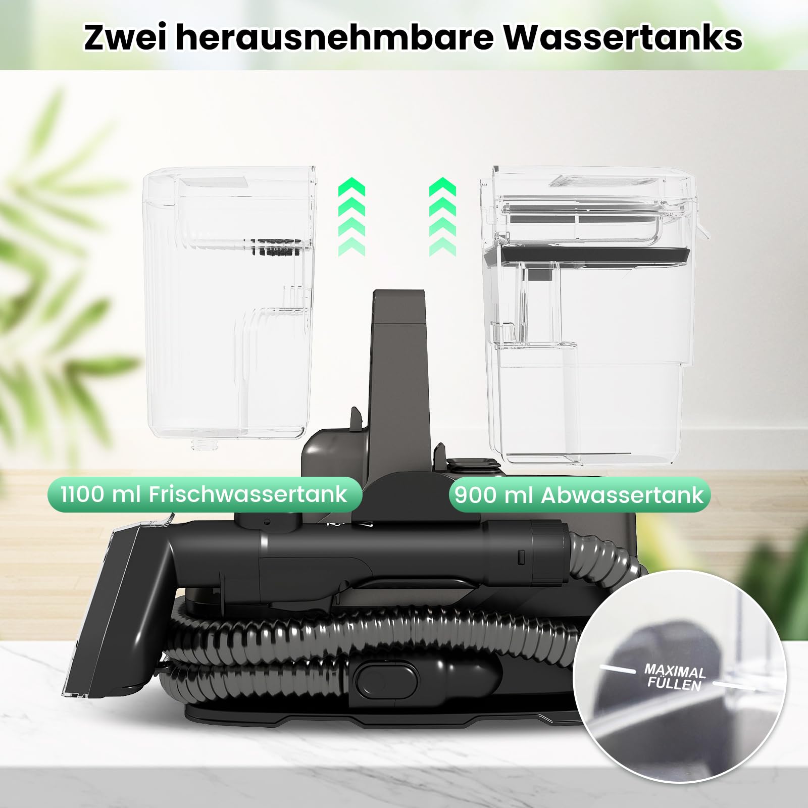 COSTWAY Urządzenie do czyszczenia tapicerki, 1800 W, para, sterylizacja, czyszczenie zimnej i gorącej wody, odkurzacz z 2 głowicami szczotki, przenośny odkurzacz na mokro do sofy, tapicerki, schodów