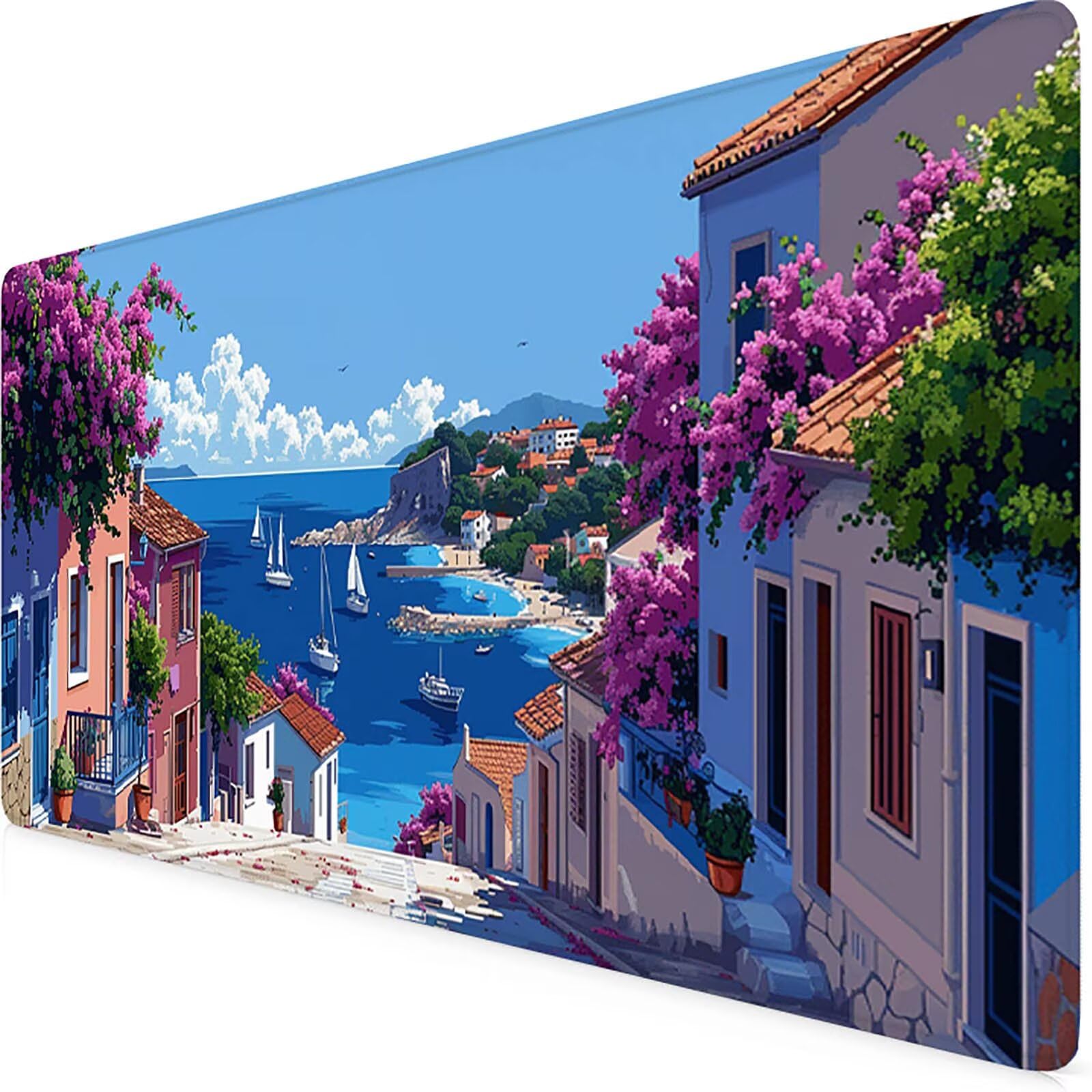Paesaggio Tappetino Mouse Gaming xxl 1000 x 500 mm, Tappetino Scrivania Blu Con Bordi Cuciti, Presa Stabile su Superfici Lisce, Impermeabile Antiscivolo Mouse Pad per Gaming Accessori Regalo j2-152