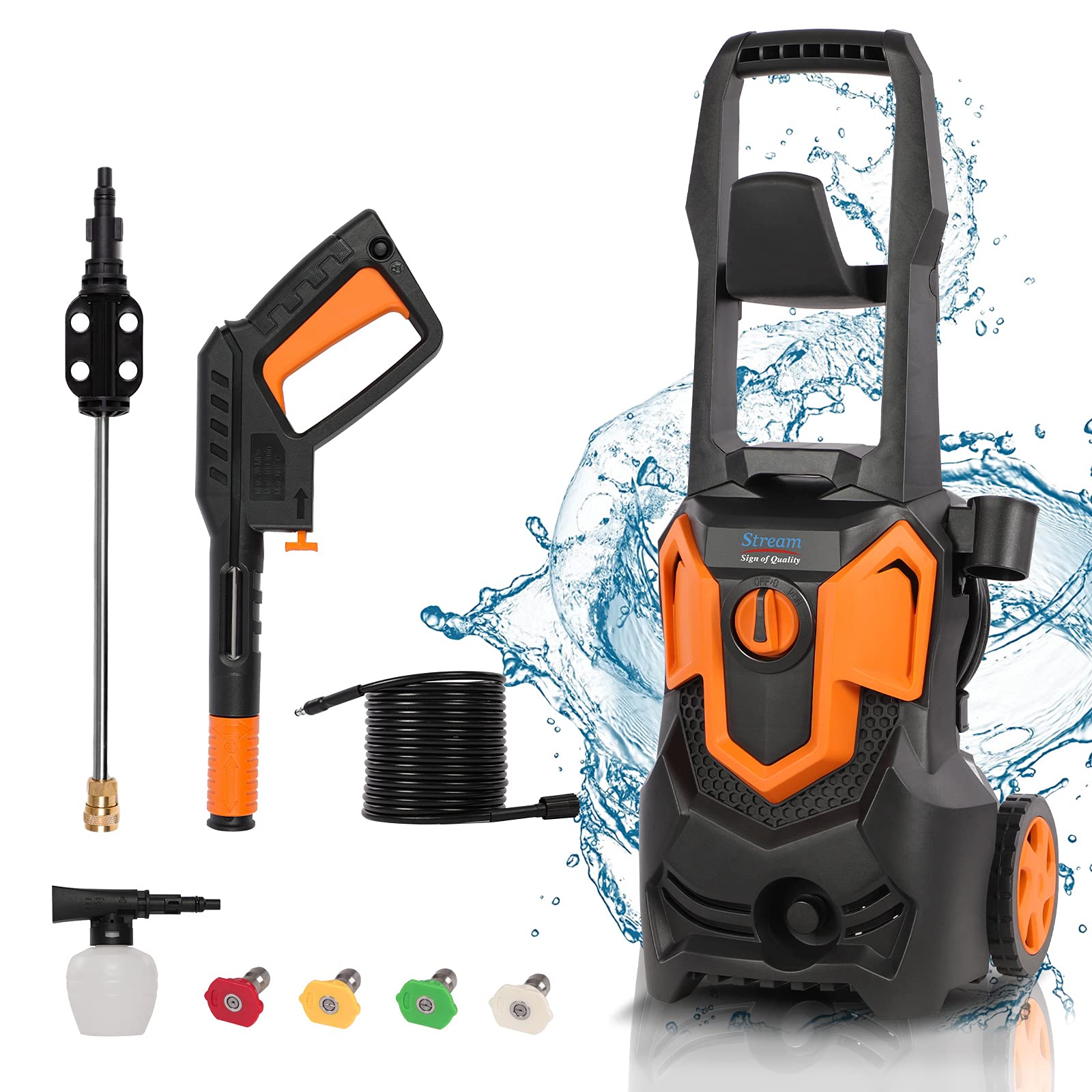 Electric Pressure Washer, 3500 PSI 2.2 GPM 1650W Power Washer, High Power Cleaner with 5 Nozzles Detergent Tank, Cleans Cars/Fences/Patios