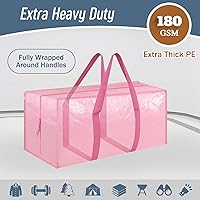 Vista 2 de Paquete de 6 bolsas de mudanza grandes extra resistentes con cremallera fuerte y asas cómodas, bolsas de almacenamiento de ropa resistentes