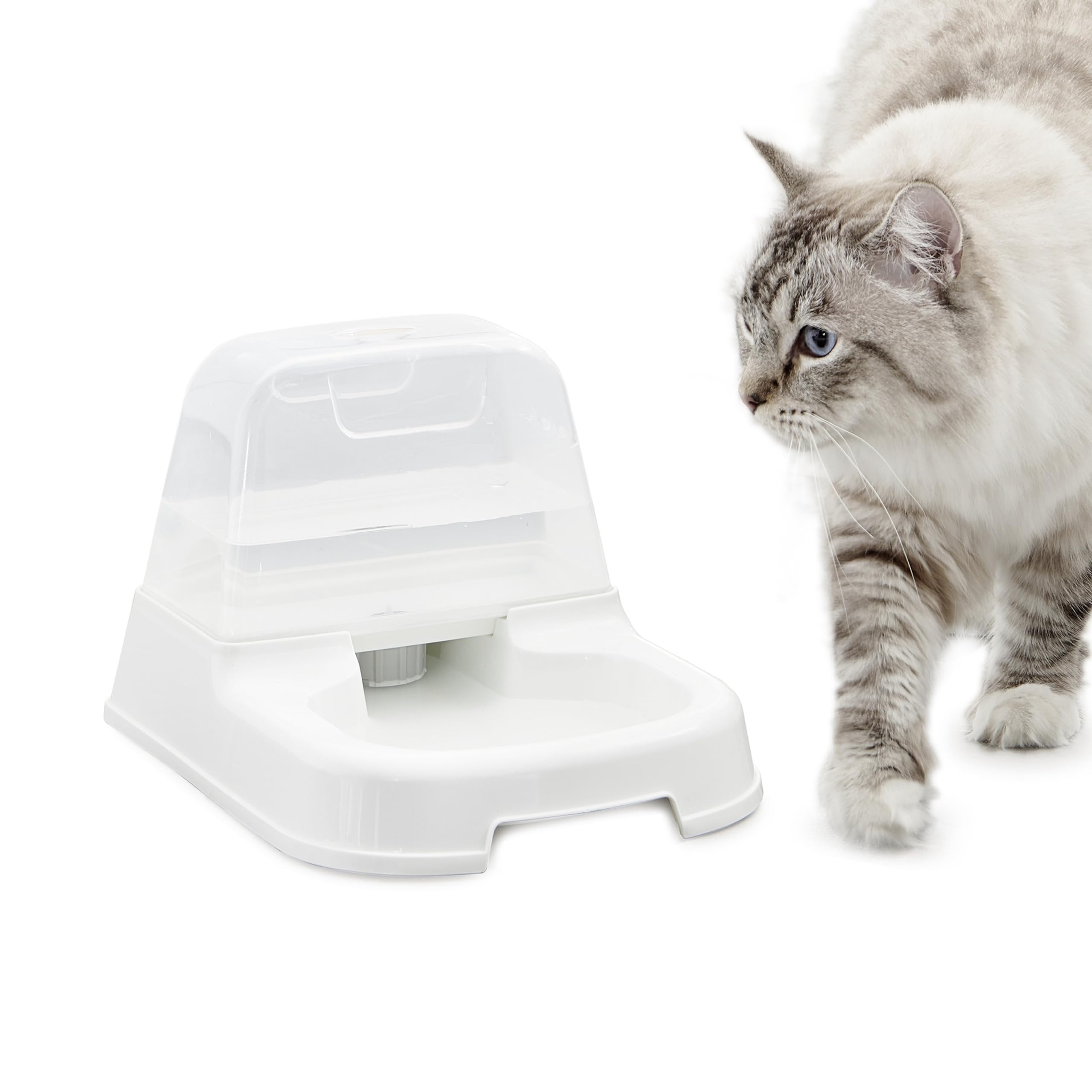 Iris Ohyama, Dispensador de agua para 2 L, regulador de suministro de agua, sin desbordamiento con sistema anti-goteo, para perro & gato - Pet Water Feeder J-200 - Blanco