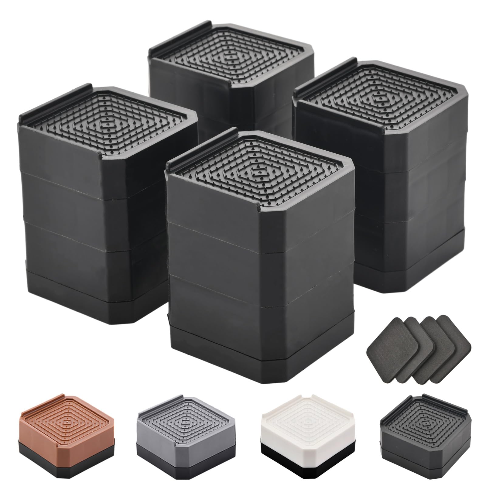 Bed Risers Furniture Risers Heavy-Duty Rectangular Adjustable Block Lift to 3 inches and 4 3 inches Desk Sofa