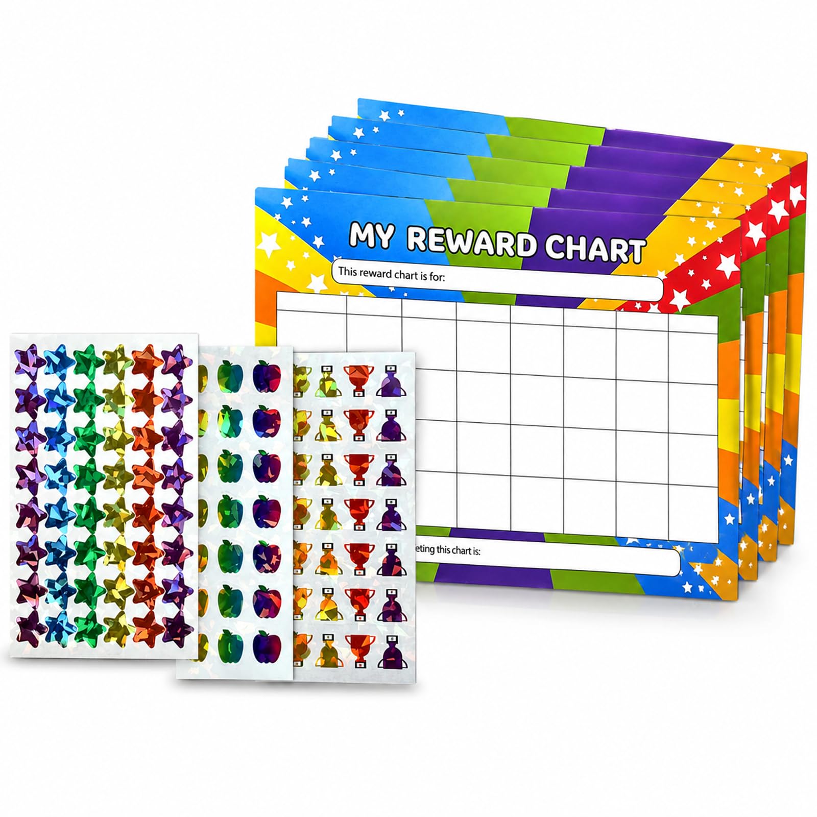 4 Pcs Star Reward Chart with 6 Style Stickers – Children’s Behaviour