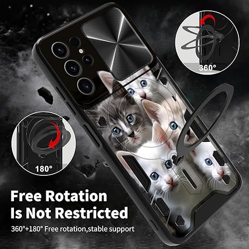 Vista 92 de Funda para Samsung Galaxy A13 5G con cubierta deslizante para lente de cámara y anillo giratorio de 360 grados, soporte híbrido de doble capa Flores