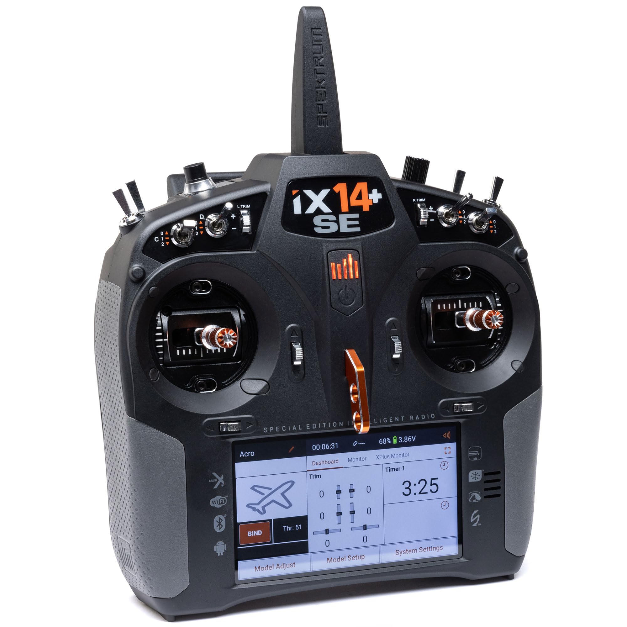 Spektrum iX14+SE Special Edition mit Aluminium Gimbals und Hall Sensoren, 20 Channel Transmitter Fernbedienung für ferngesteuerte Flugzeuge