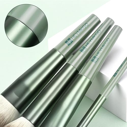 Miniatura 3 de HEYMKGO Juego de 11 brochas de maquillaje verdes con 16 brochas de maquillaje azules, profesionales suaves y densos para mezclar pulir contornos,