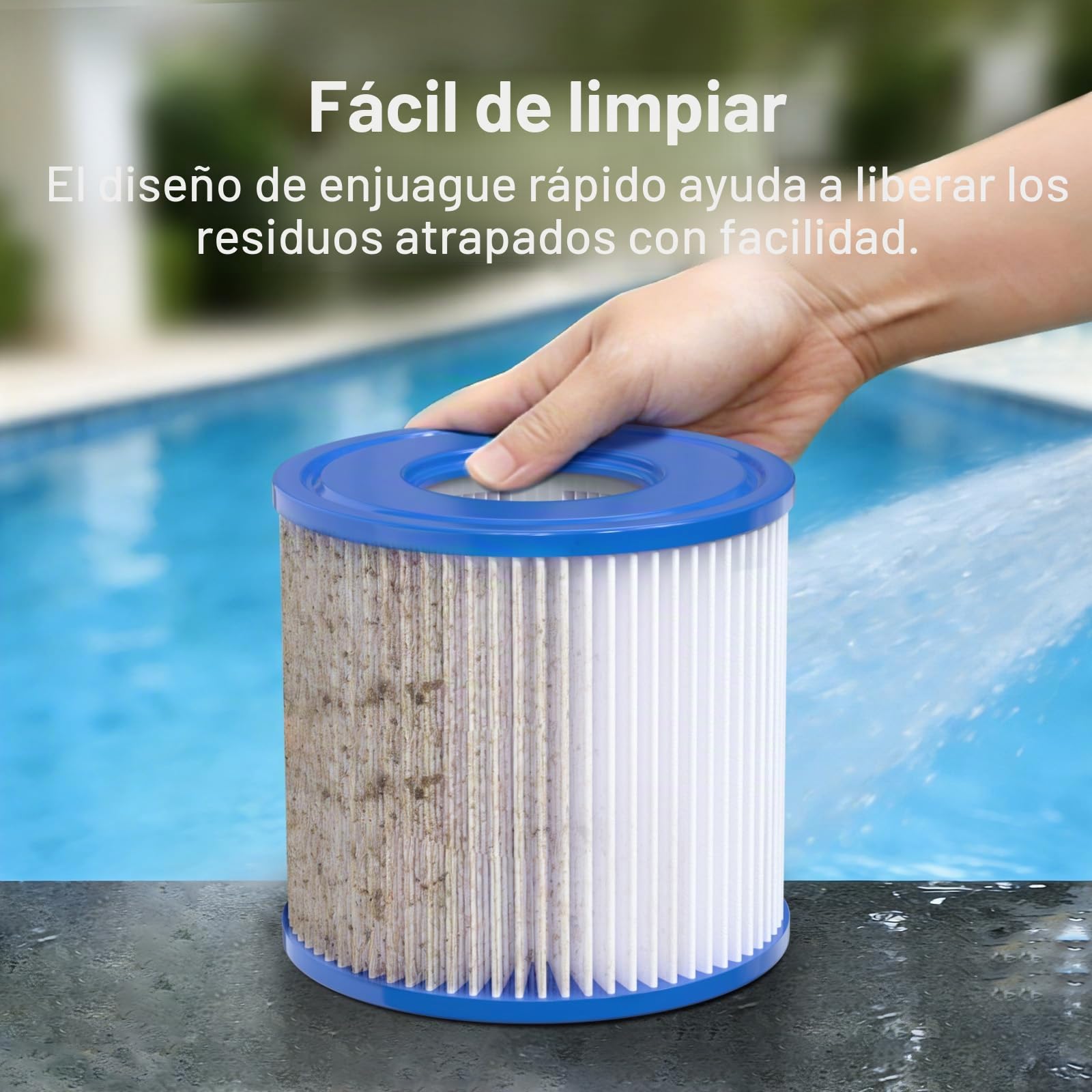 POOLPURE Cartucho de Filtro para Tipo D VII, Cartucho de Filtro de Piscina de Repuesto para Tipo D, Summer Waves P57100102, P57000104 (Paquete de 4)